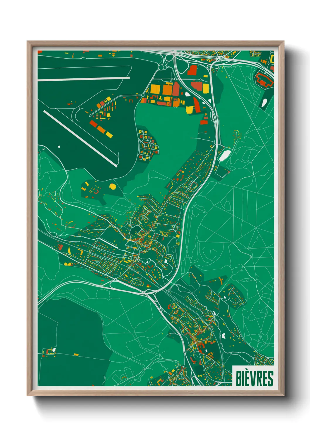 Une affiche de carte sur Bièvres