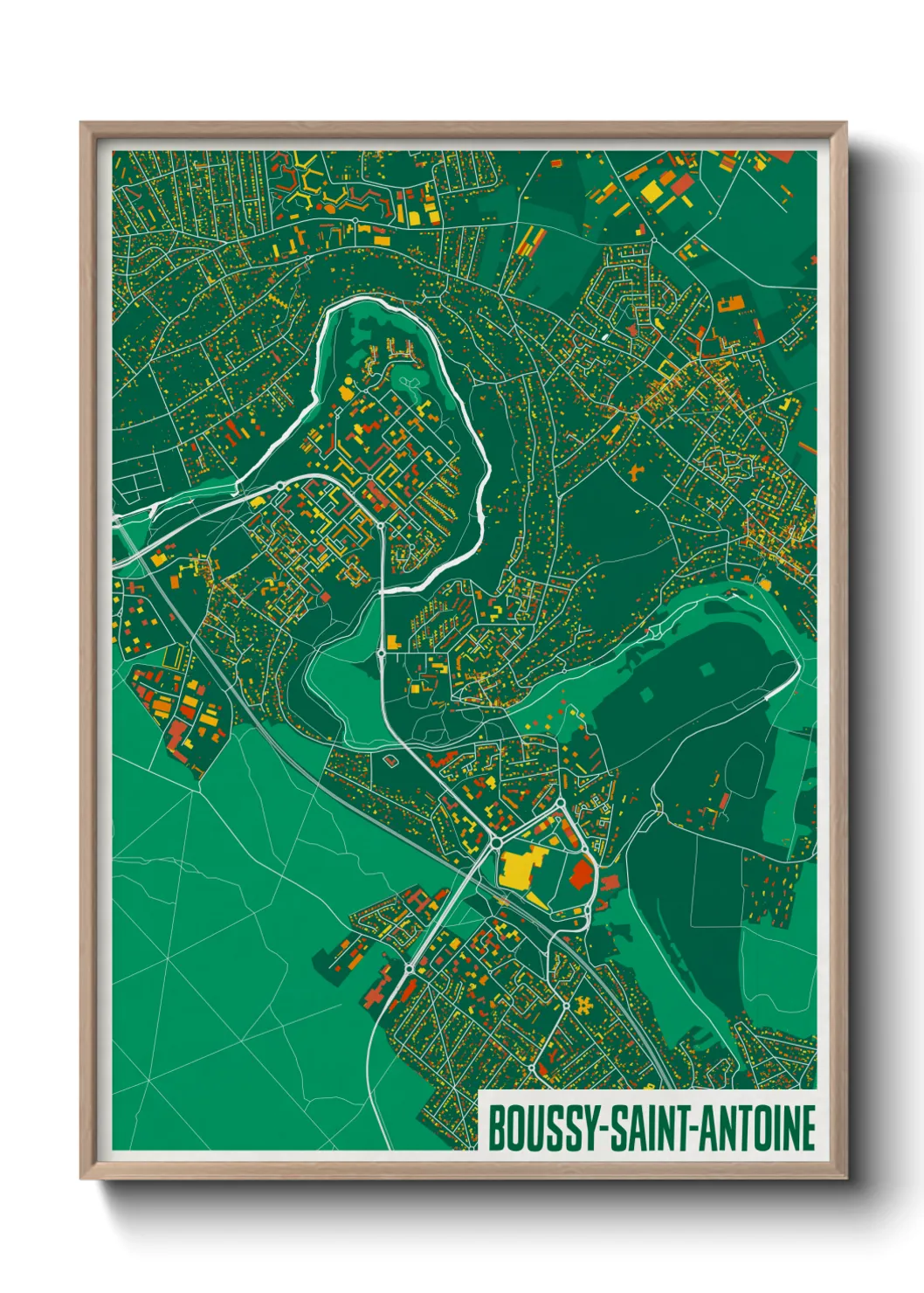 Une affiche de carte sur Boussy-Saint-Antoine