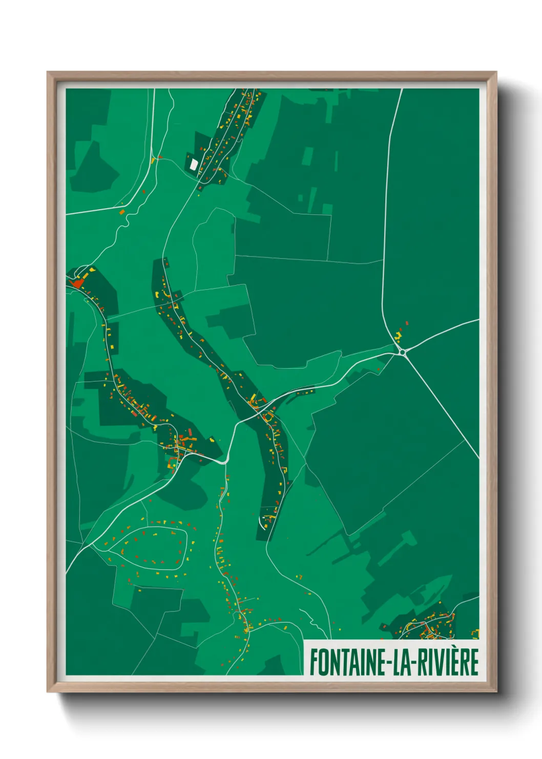 Une affiche de carte sur Fontaine-la-Rivière