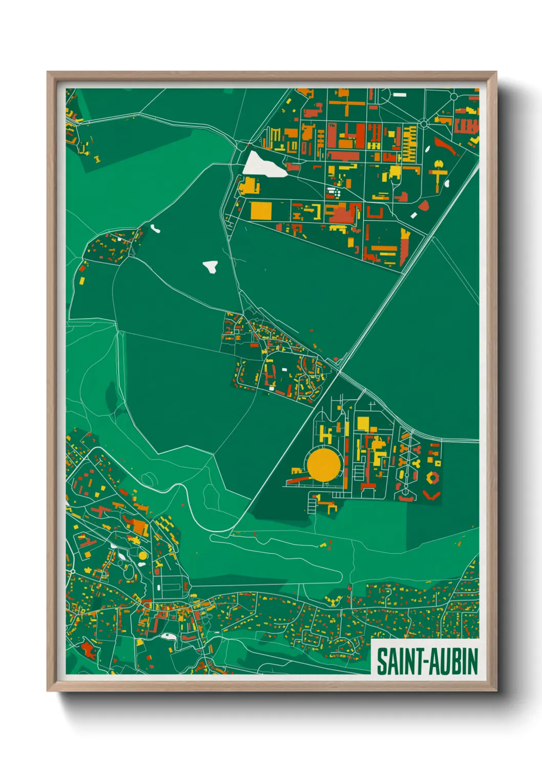 Une affiche de carte sur Saint-Aubin