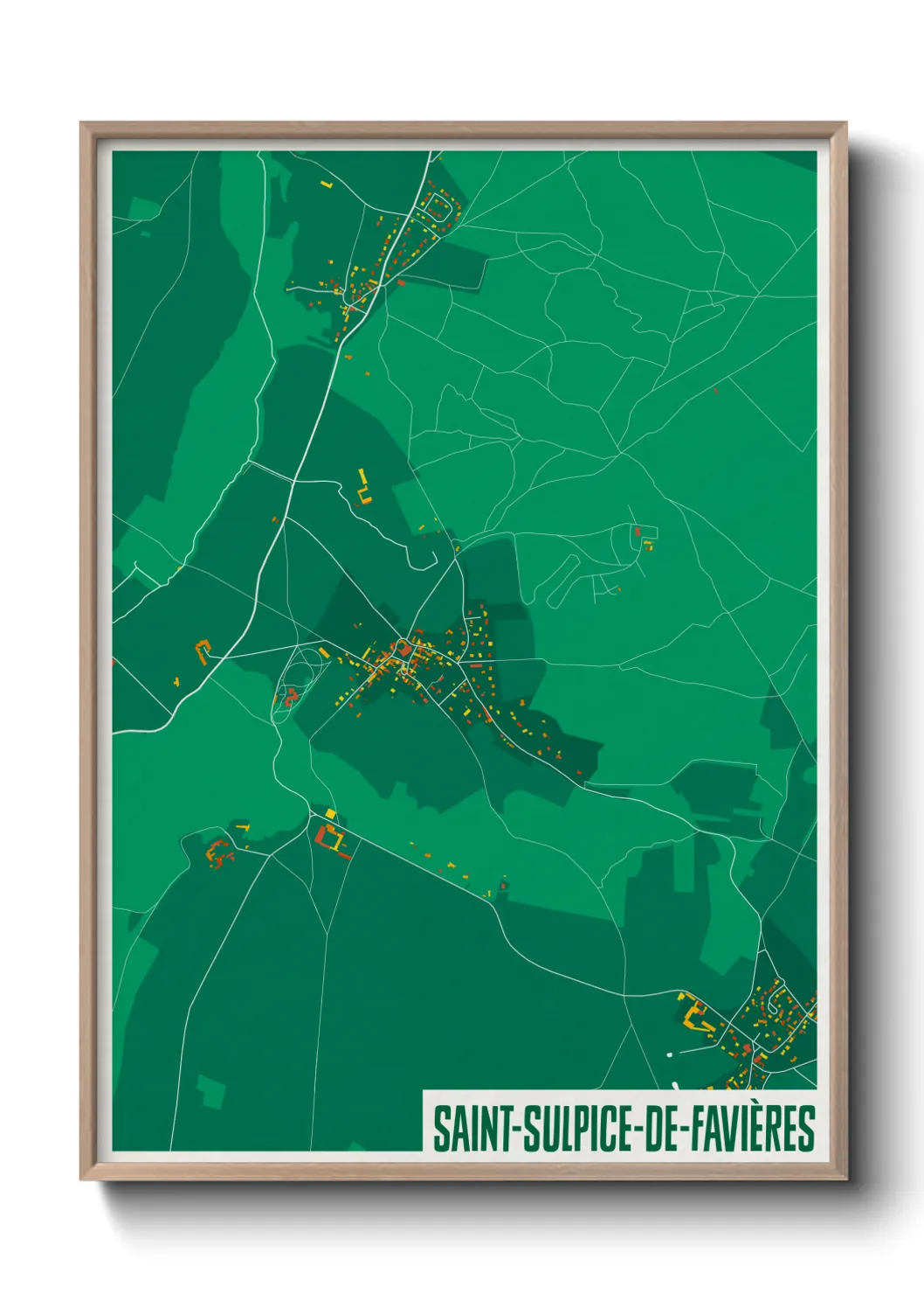 Une affiche de carte sur Saint-Sulpice-de-Favières