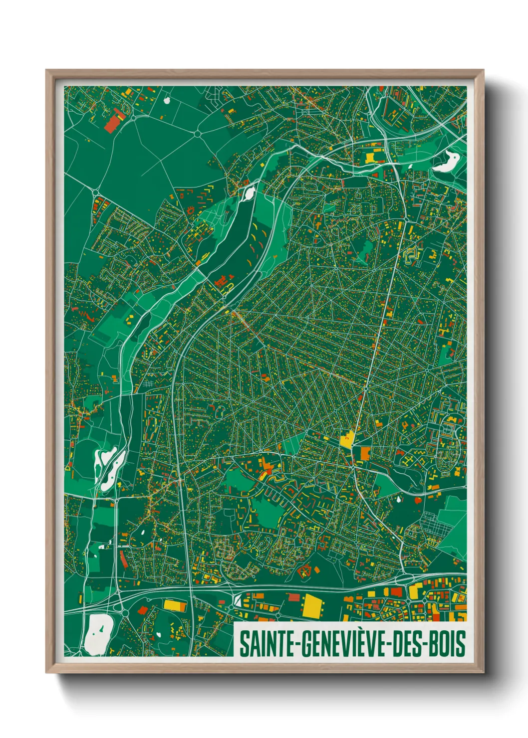 Une affiche de carte sur Sainte-Geneviève-des-Bois