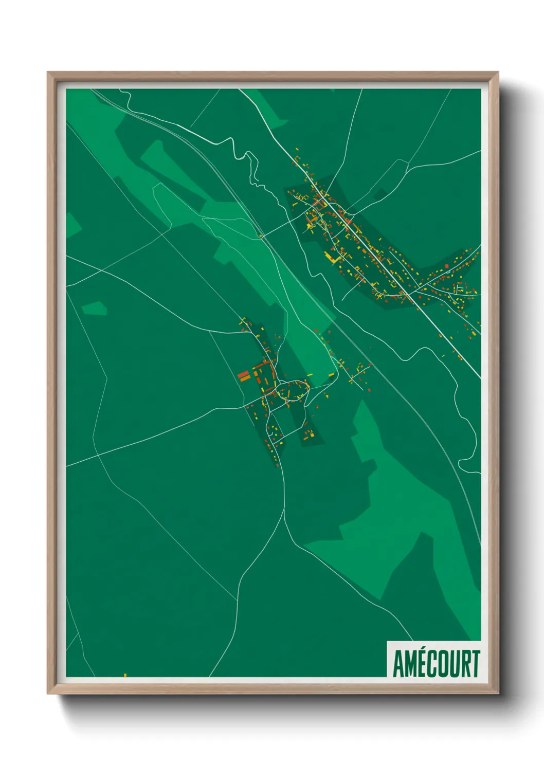 Une affiche de carte sur Amécourt