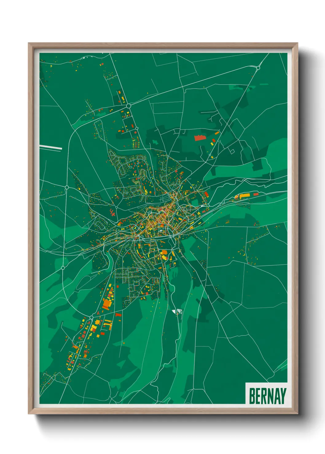 Une affiche de carte sur Bernay