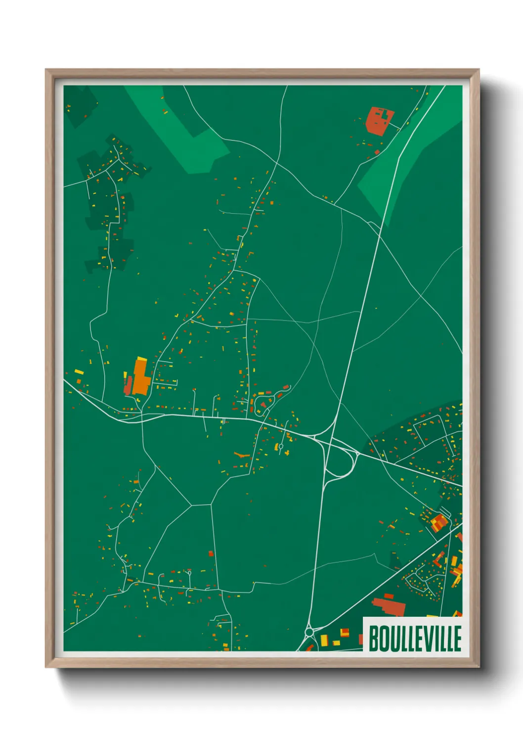Une affiche de carte sur Boulleville