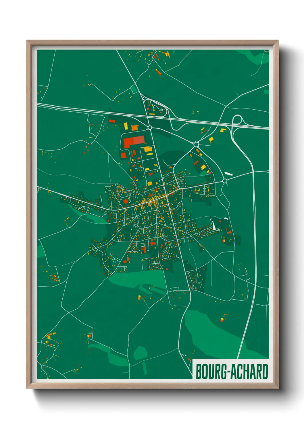 Une affiche de carte sur Bourg-Achard
