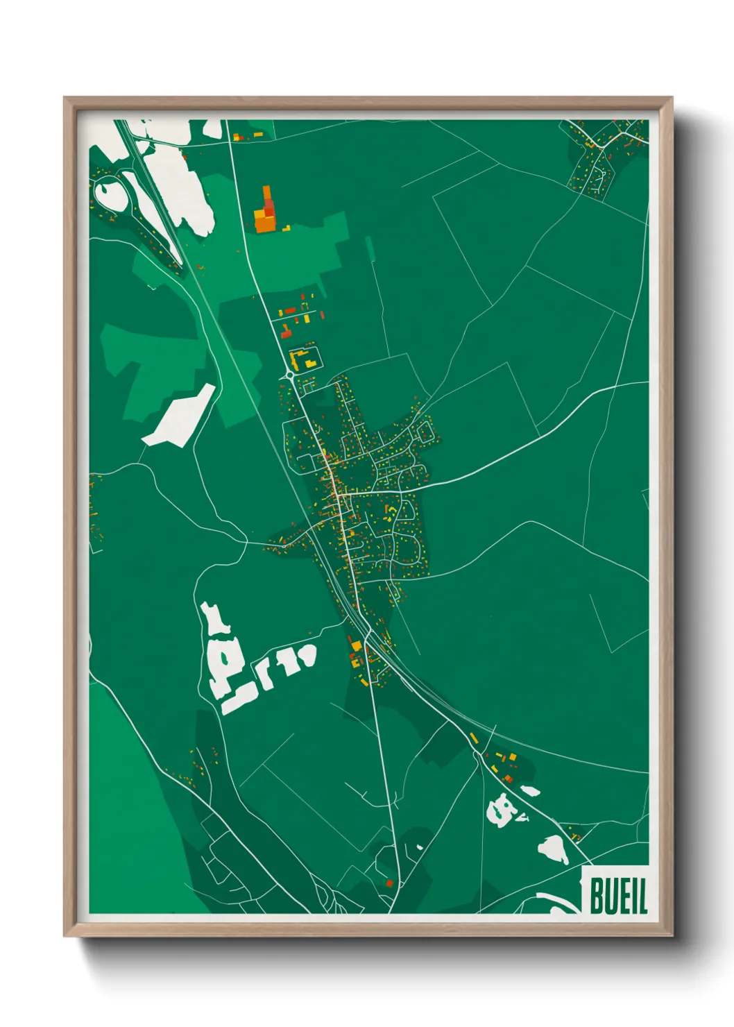 Une affiche de carte sur Bueil