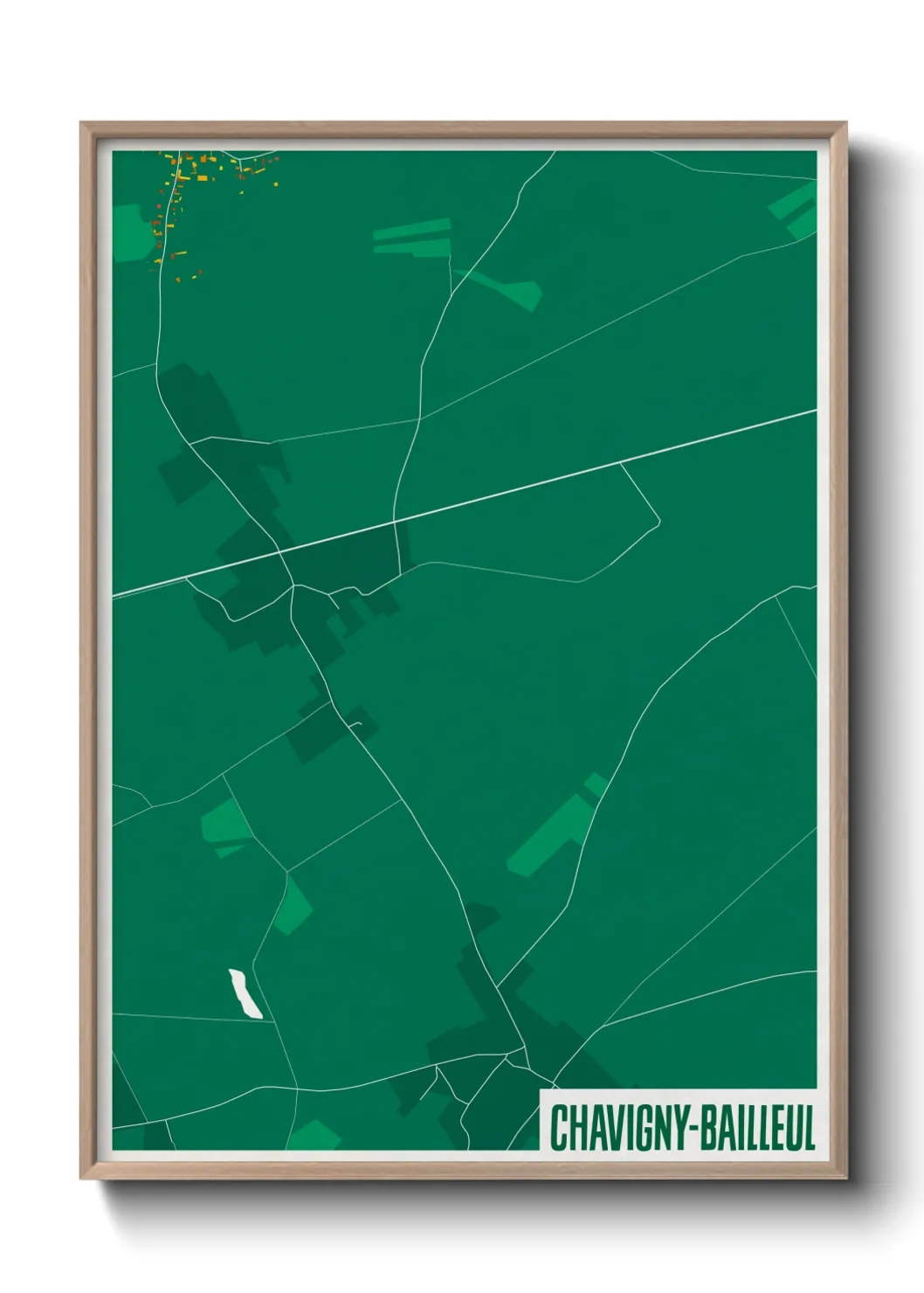 Une affiche de carte sur Chavigny-Bailleul