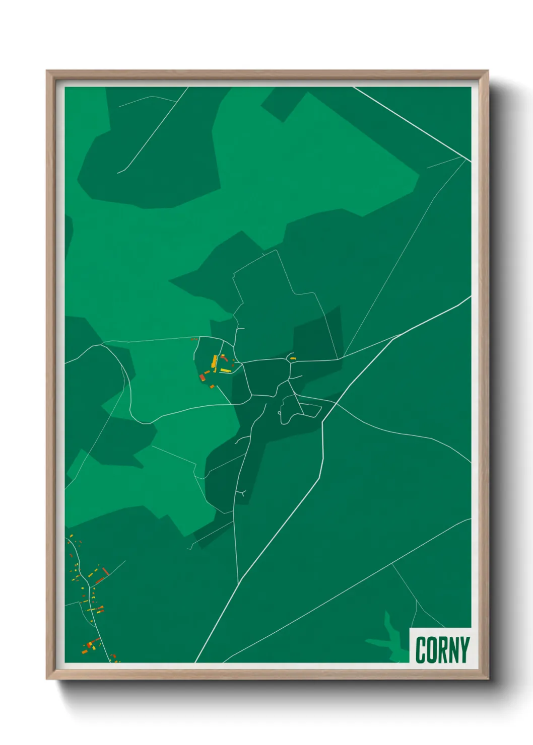 Une affiche de carte sur Corny