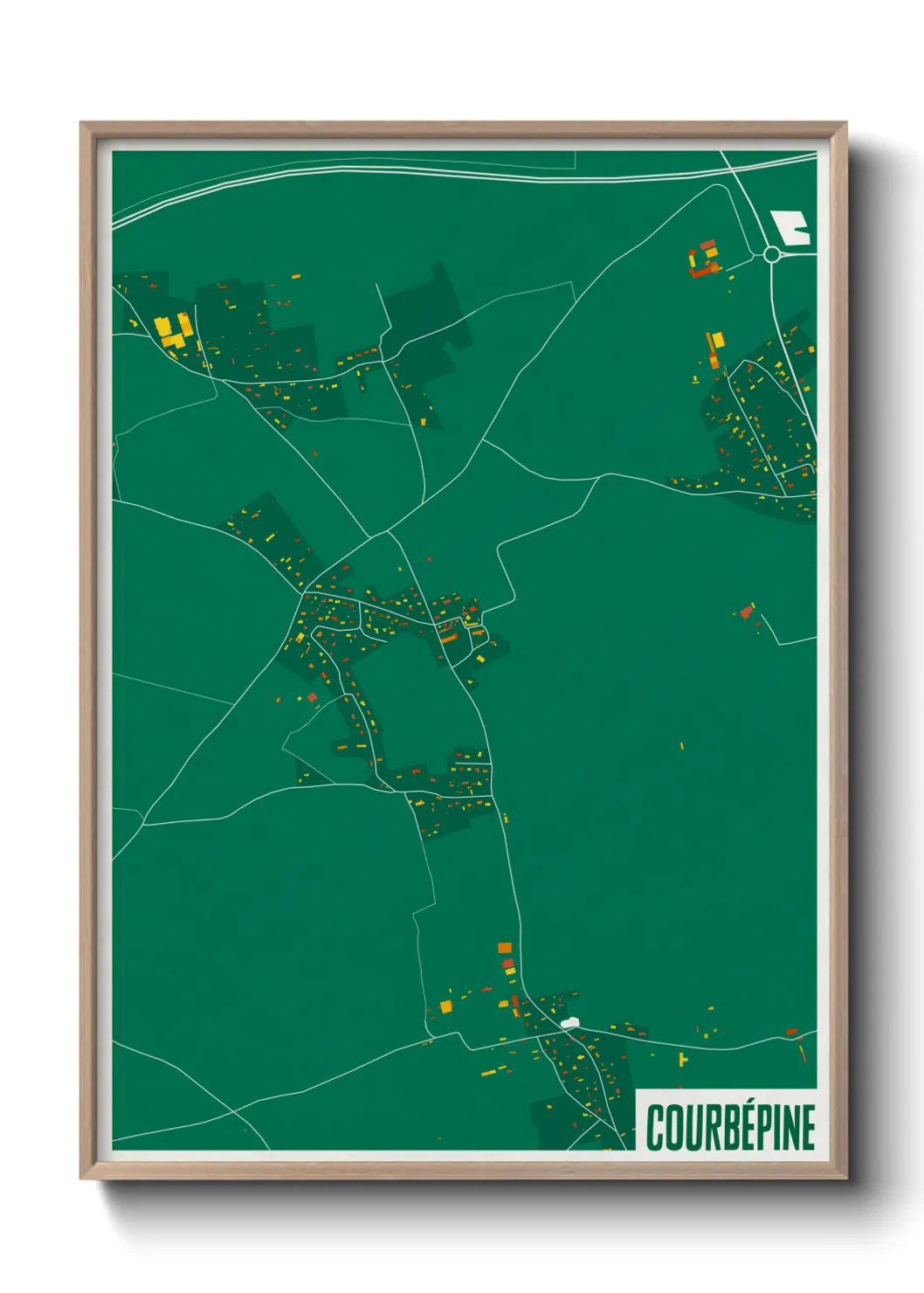 Une affiche de carte sur Courbépine