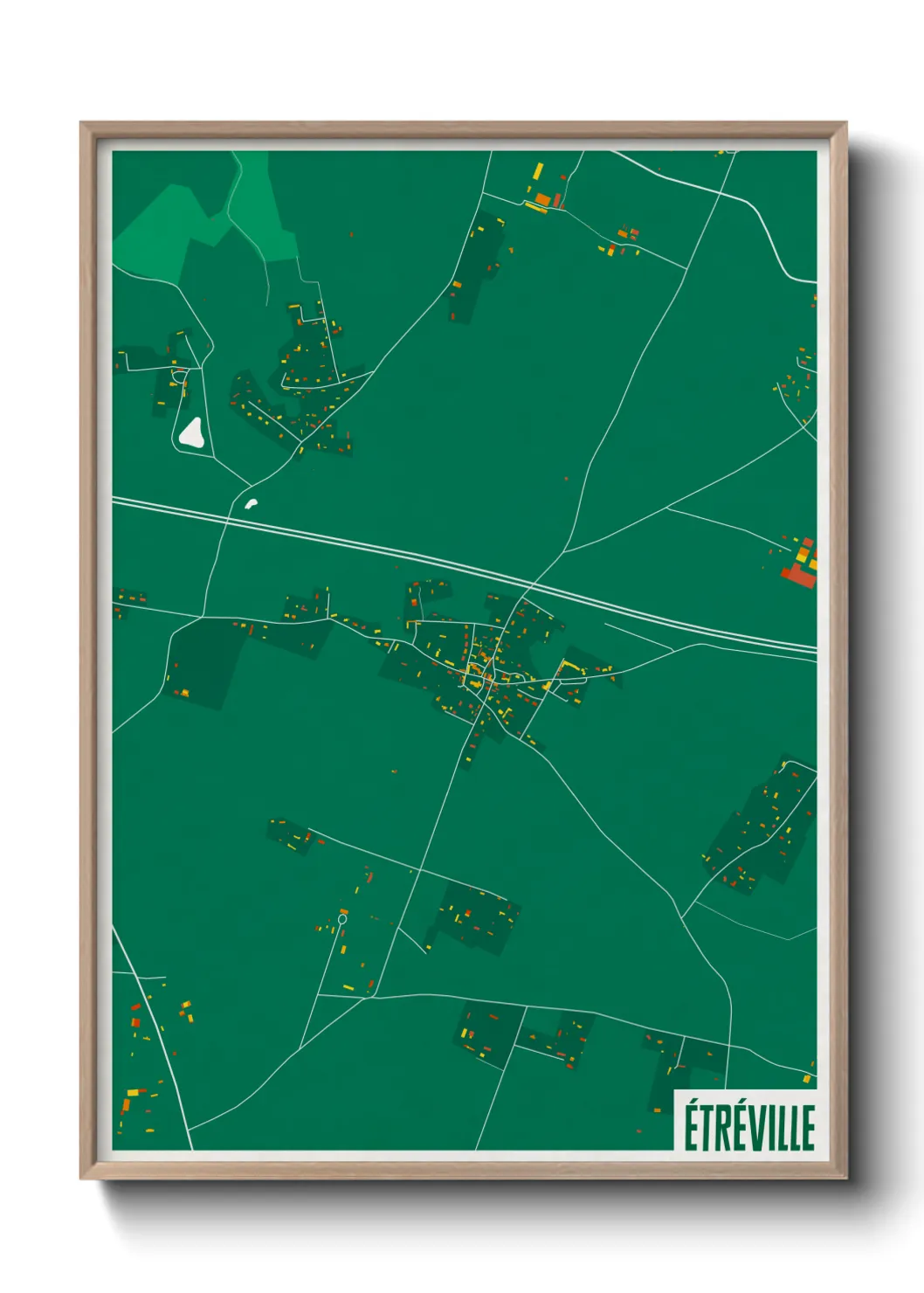 Une affiche de carte sur Étréville