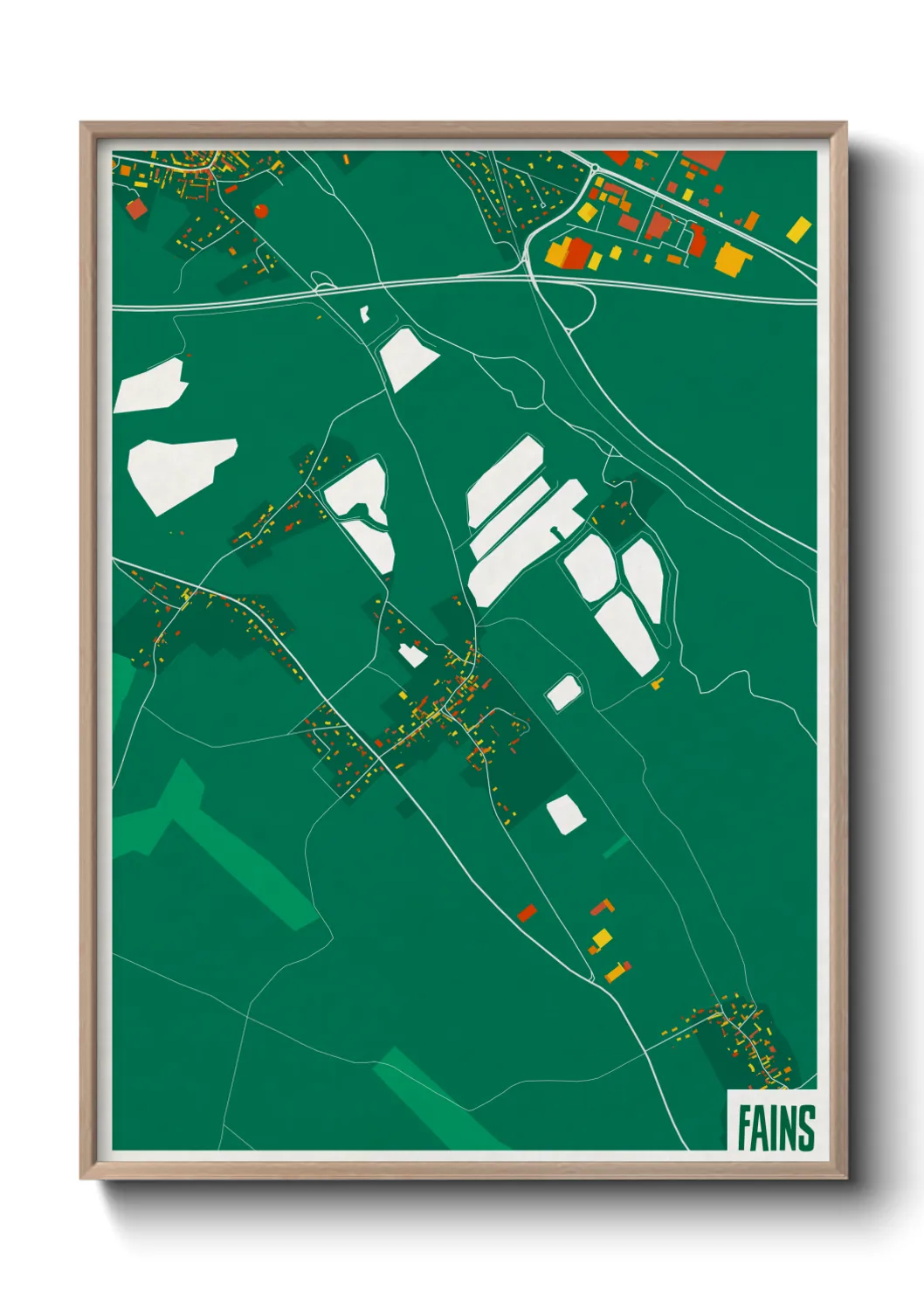 Une affiche de carte sur Fains