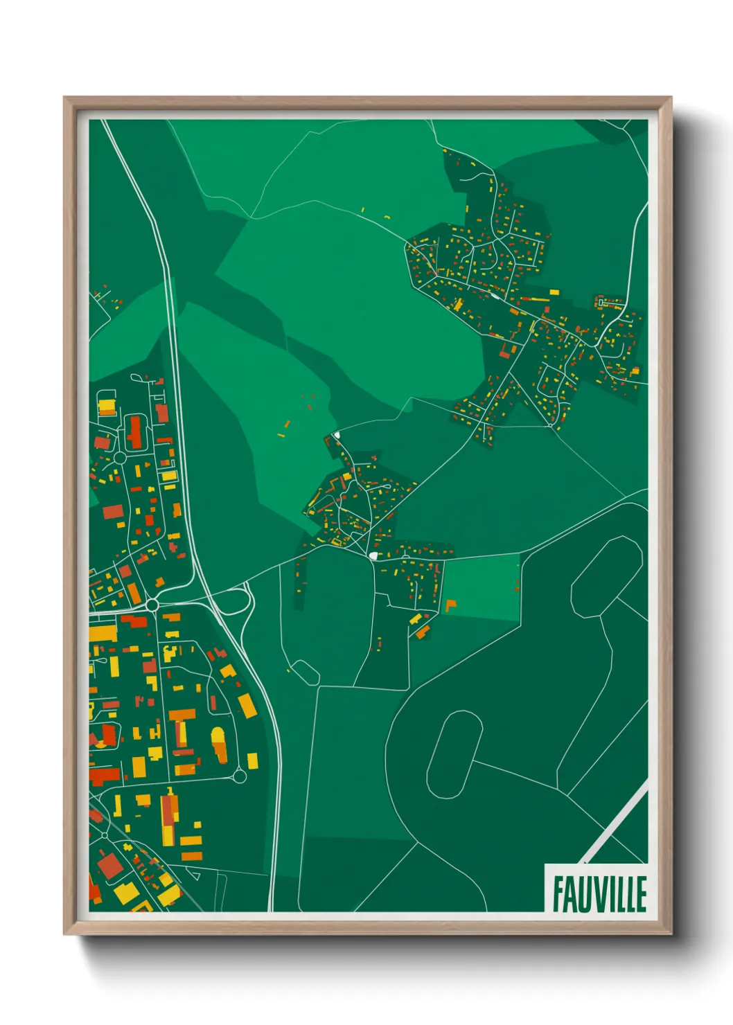 Une affiche de carte sur Fauville