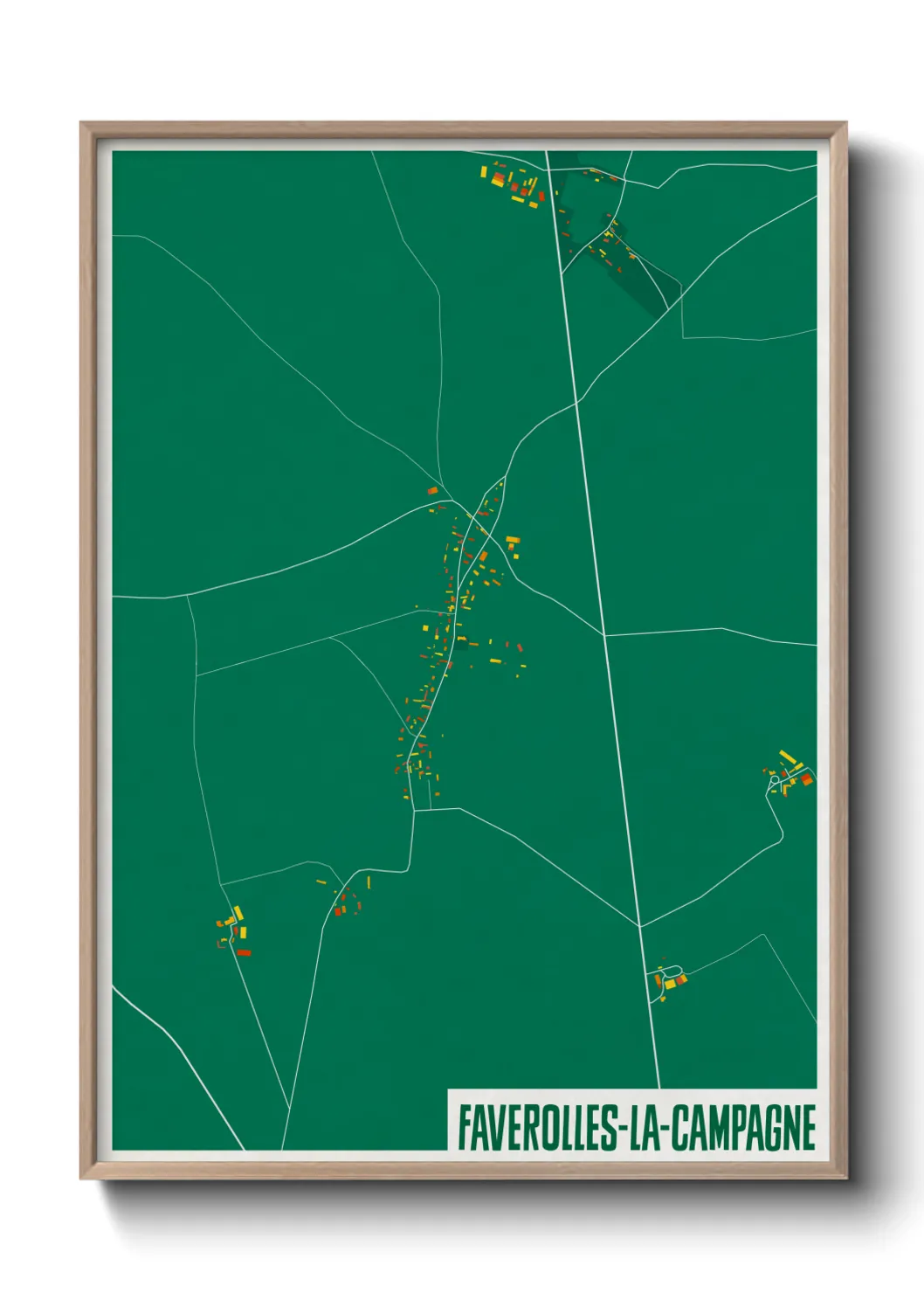 Une affiche de carte sur Faverolles-la-Campagne