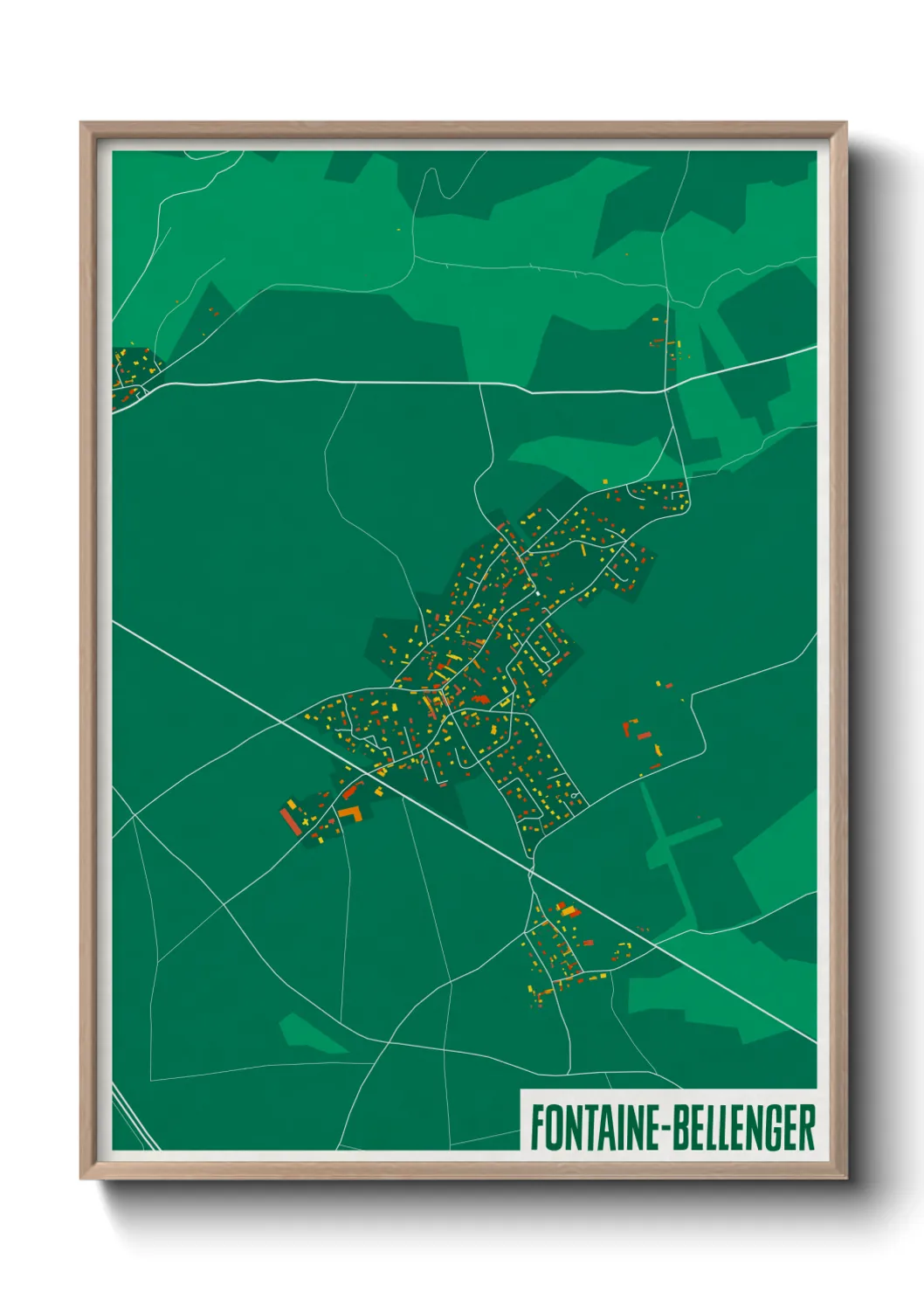 Une affiche de carte sur Fontaine-Bellenger