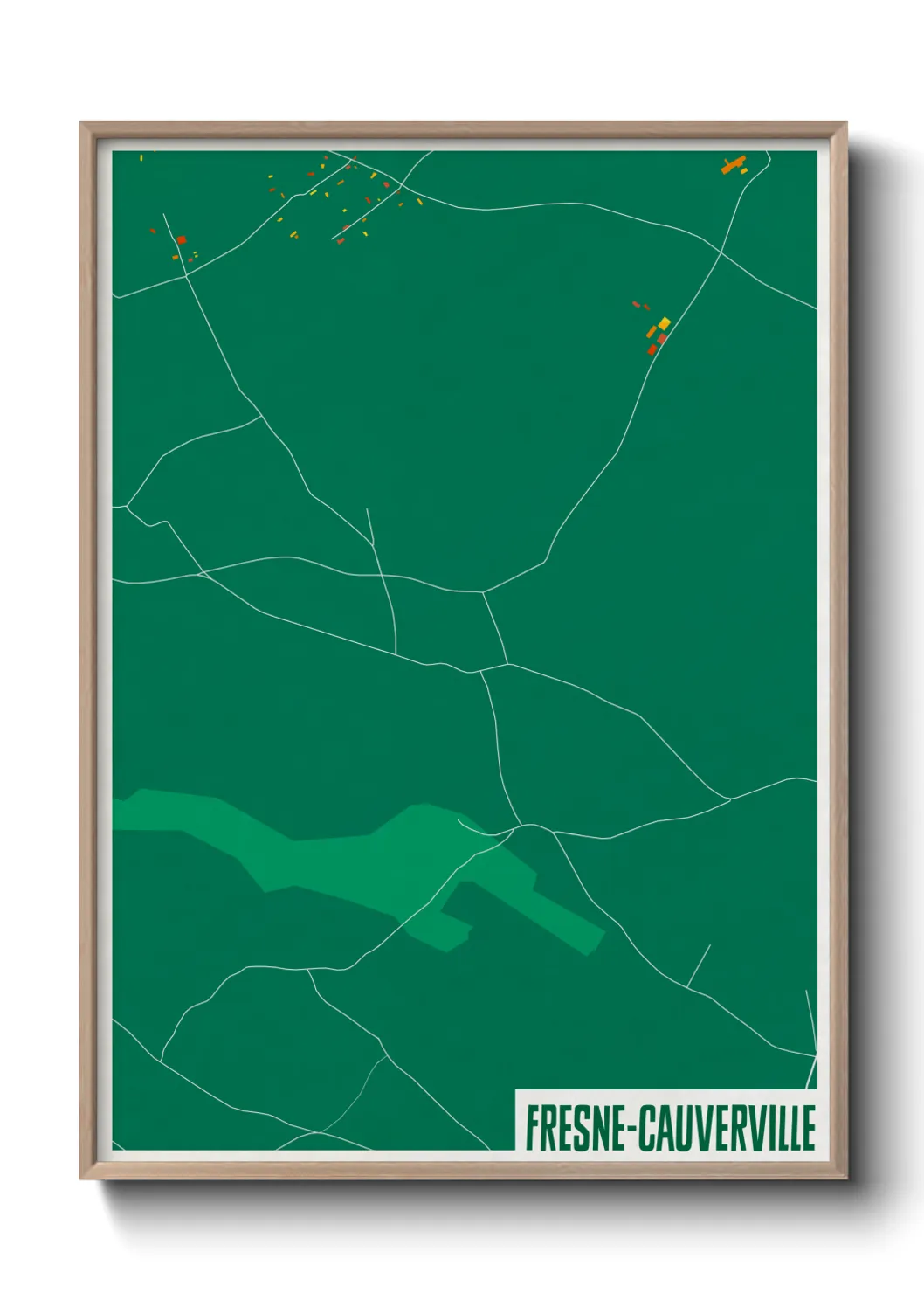 Une affiche de carte sur Fresne-Cauverville