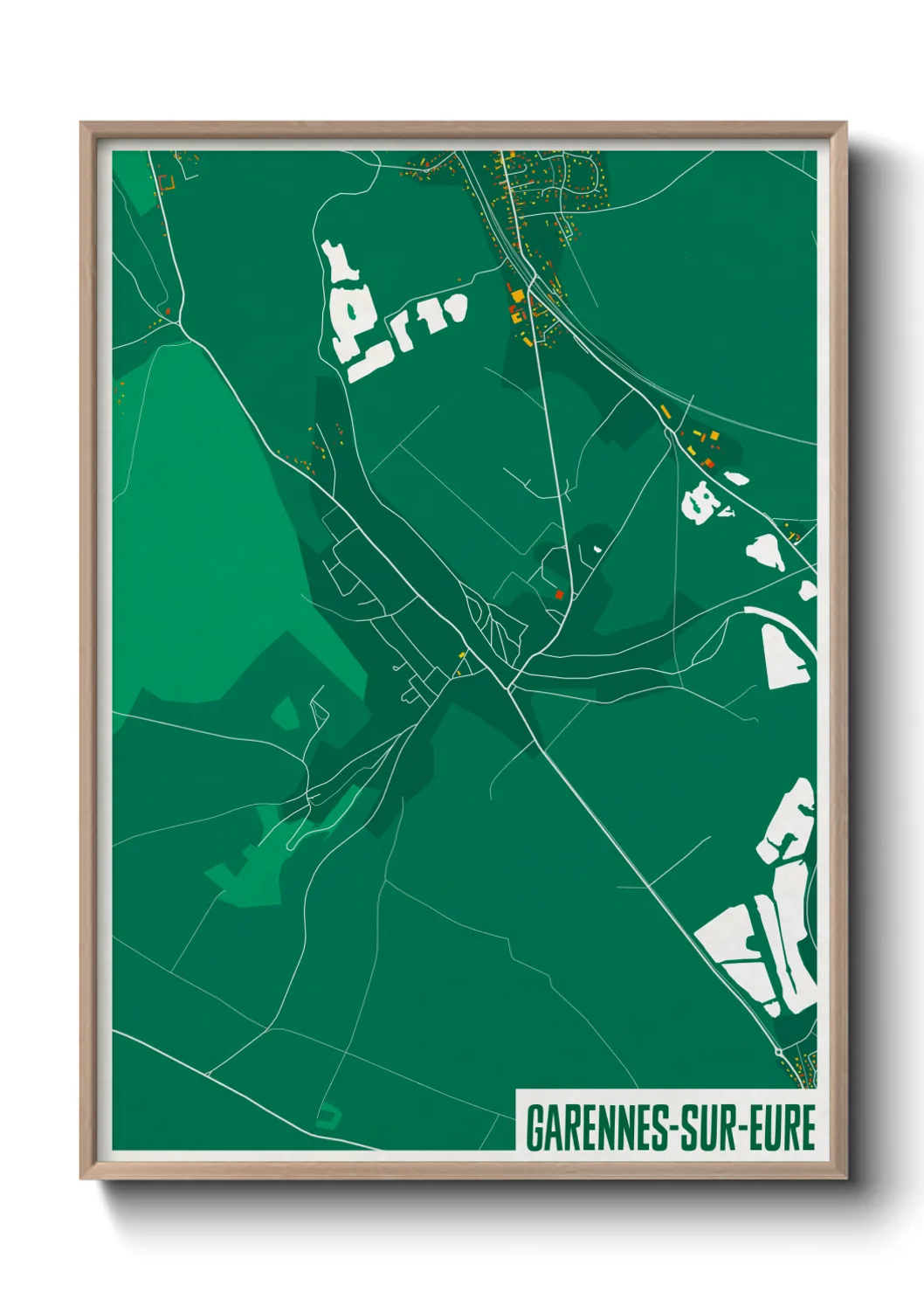 Une affiche de carte sur Garennes-sur-Eure