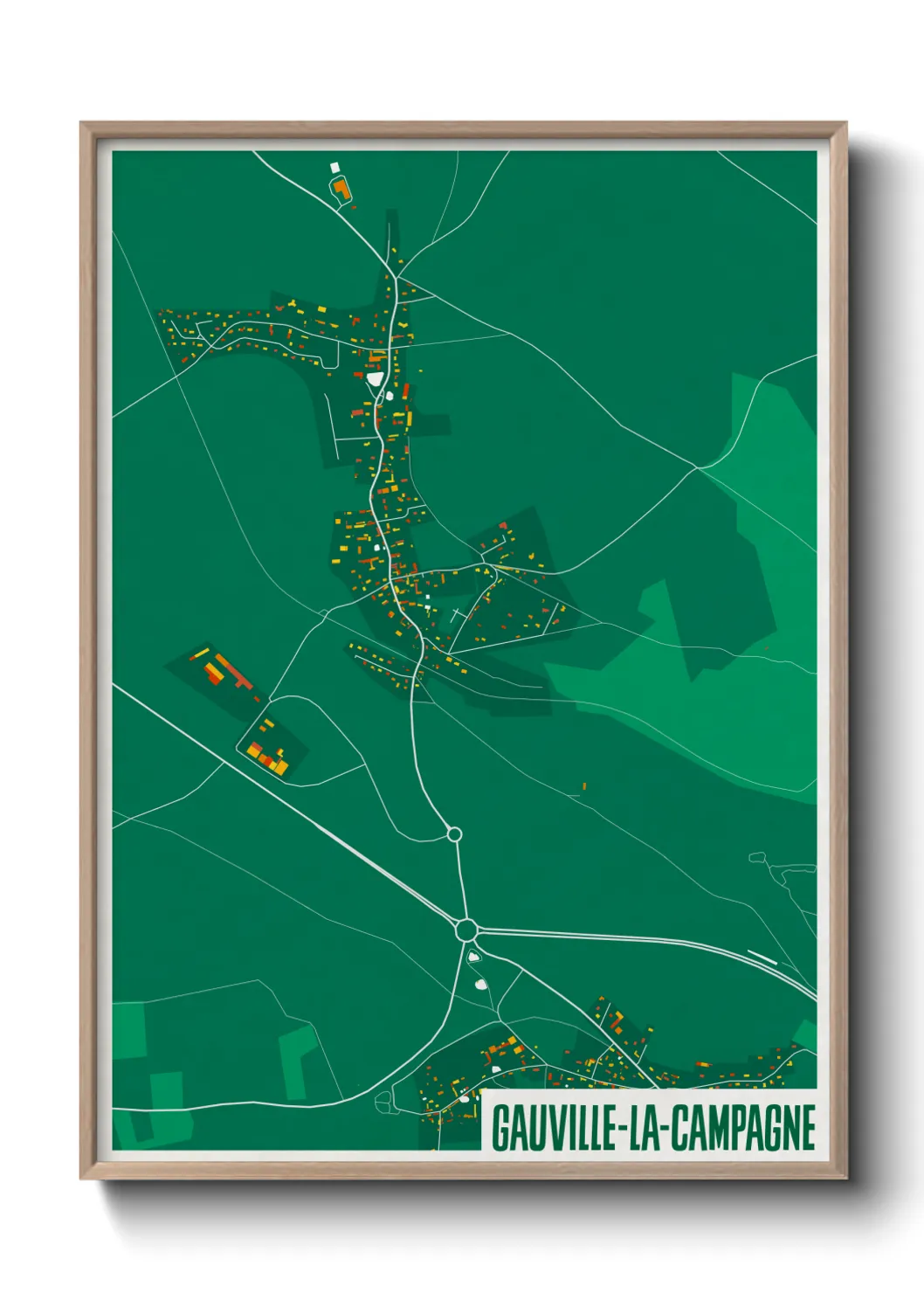 Une affiche de carte sur Gauville-la-Campagne