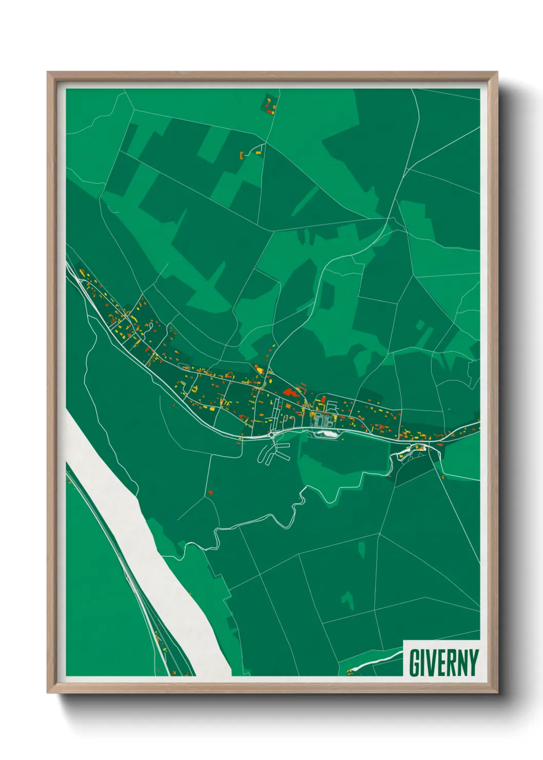 Une affiche de carte sur Giverny