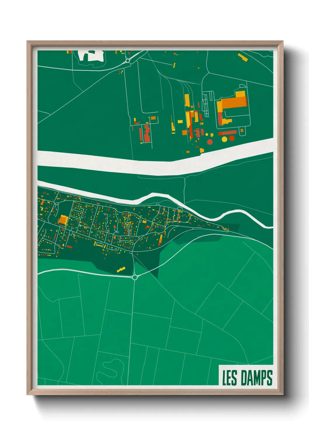 Une affiche de carte sur Les Damps