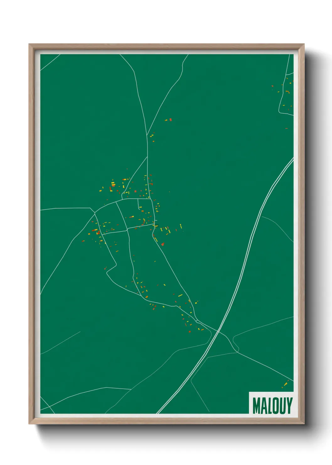 Une affiche de carte sur Malouy