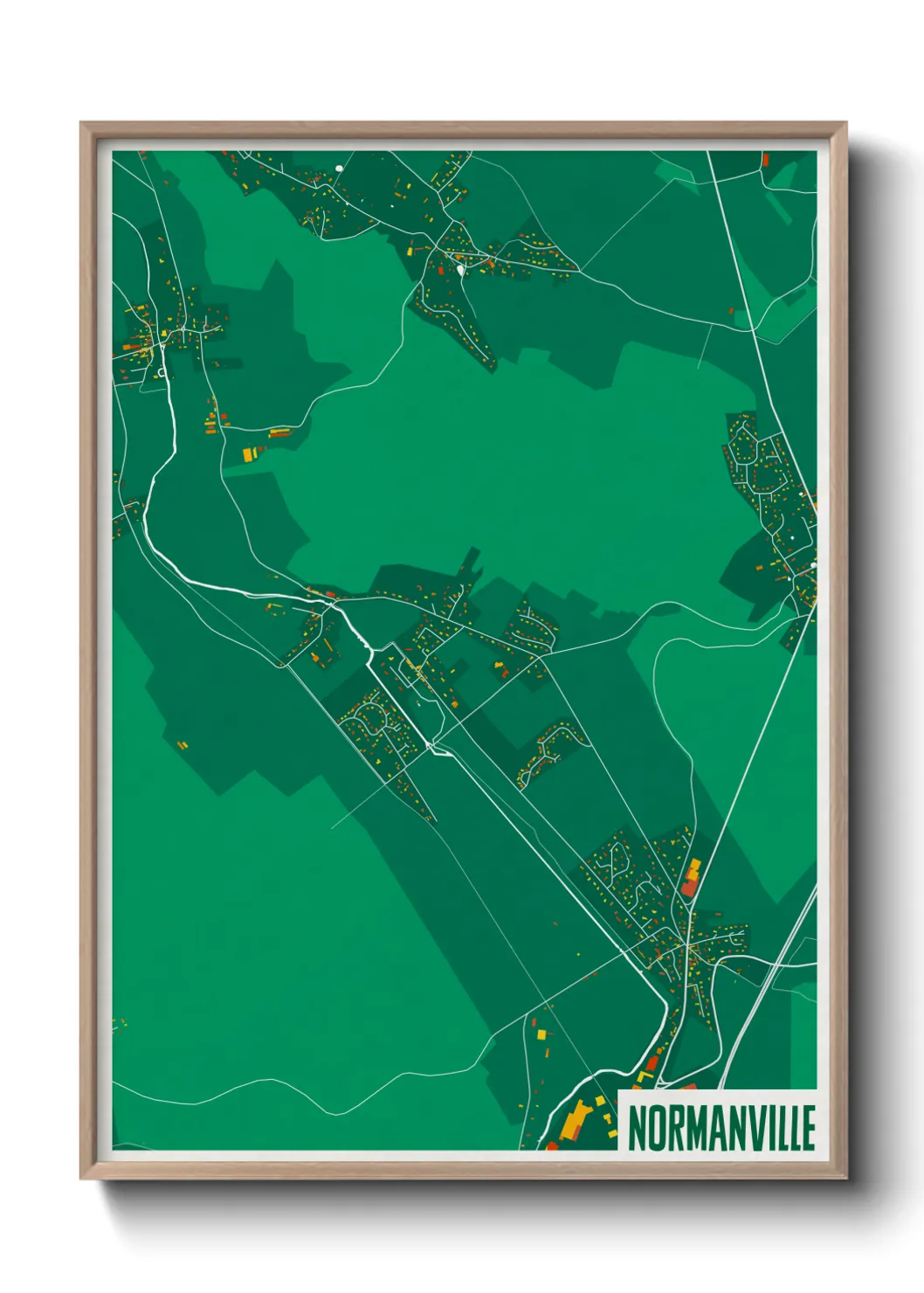 Une affiche de carte sur Normanville