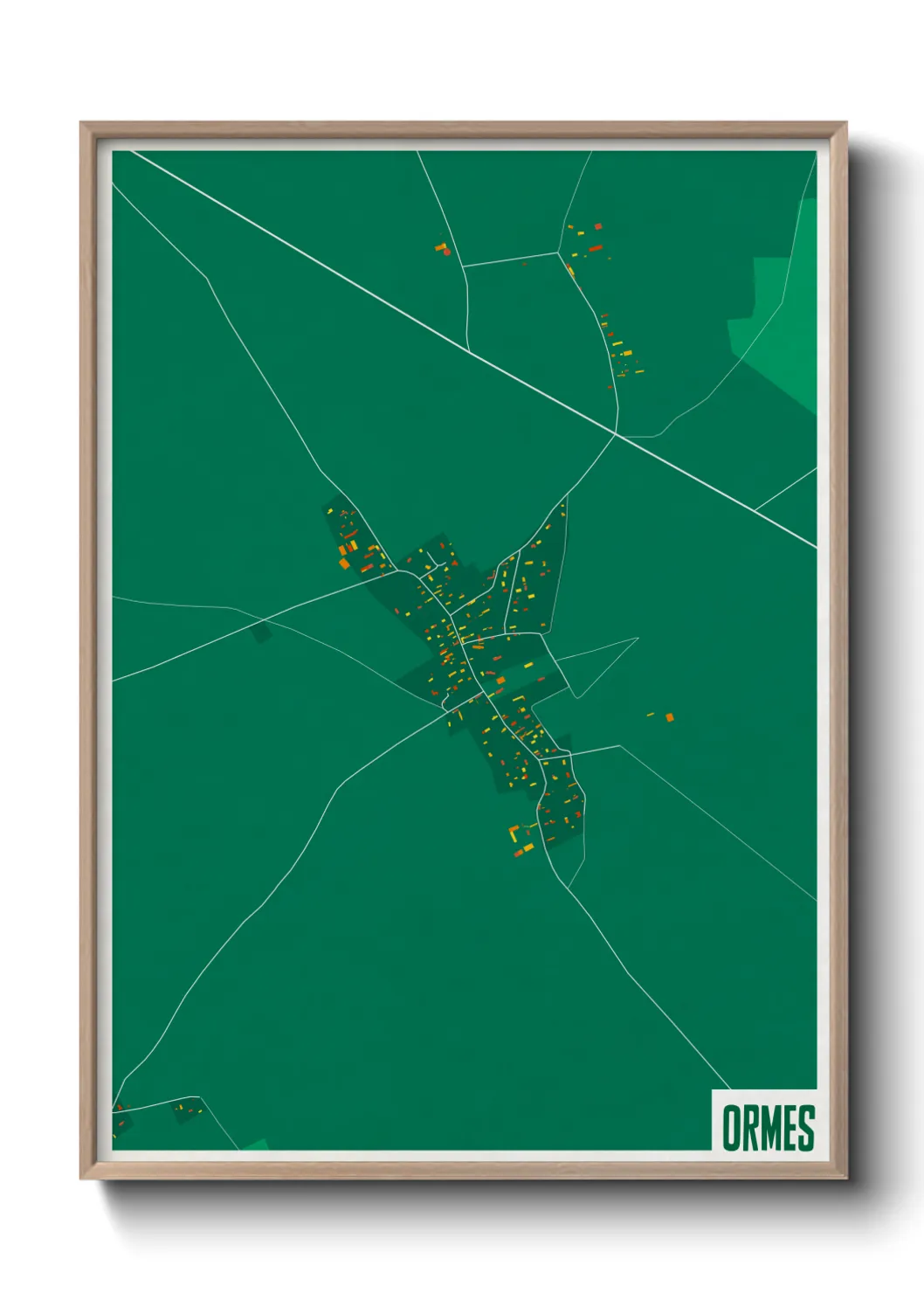 Une affiche de carte sur Ormes