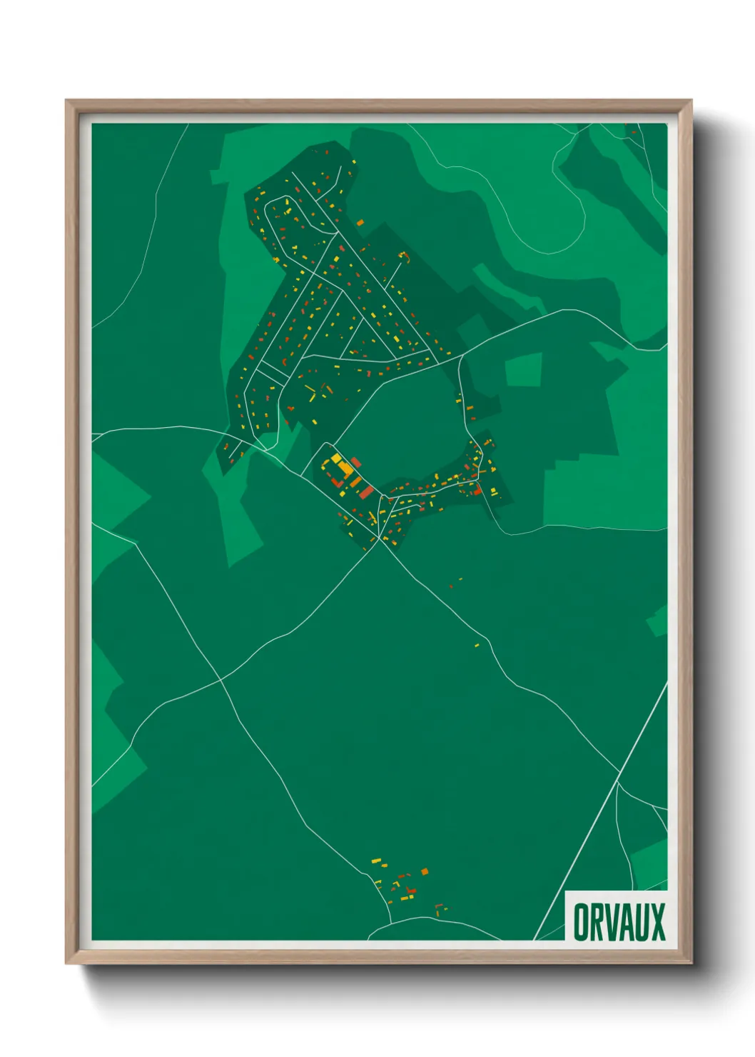 Une affiche de carte sur Orvaux