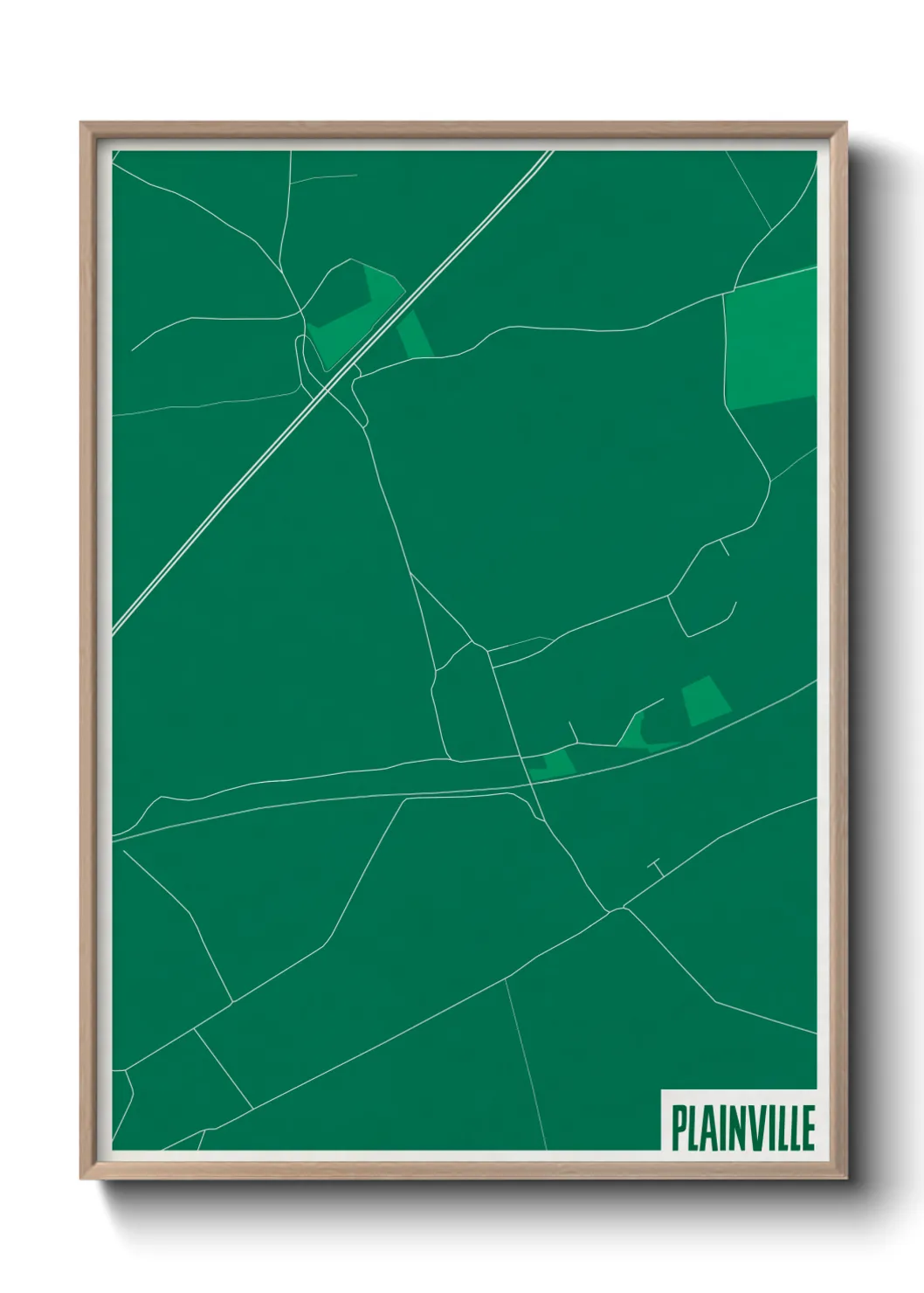 Une affiche de carte sur Plainville