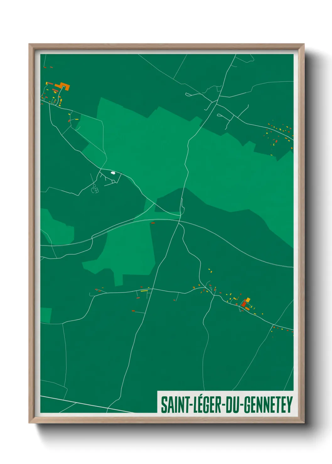 Une affiche de carte sur Saint-Léger-du-Gennetey