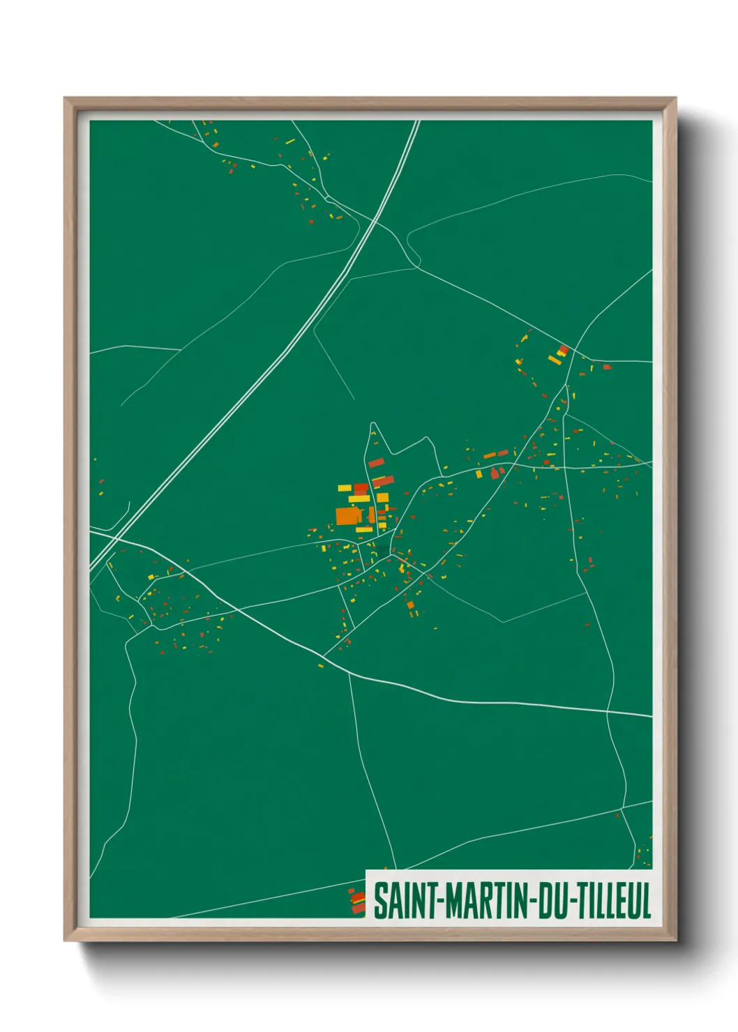 Une affiche de carte sur Saint-Martin-du-Tilleul
