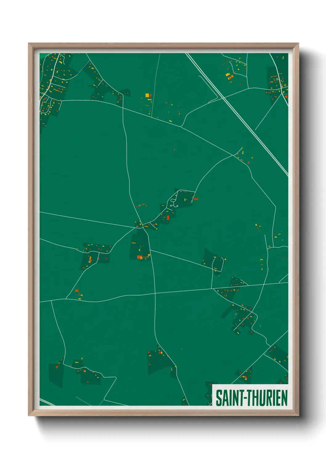 Une affiche de carte sur Saint-Thurien