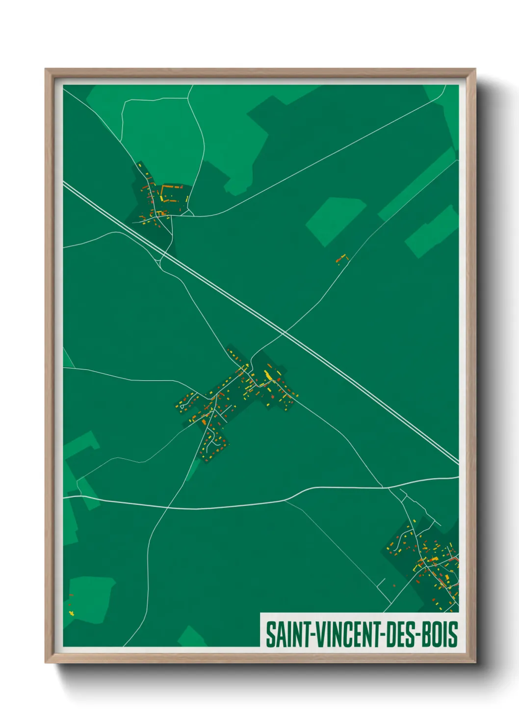 Une affiche de carte sur Saint-Vincent-des-Bois