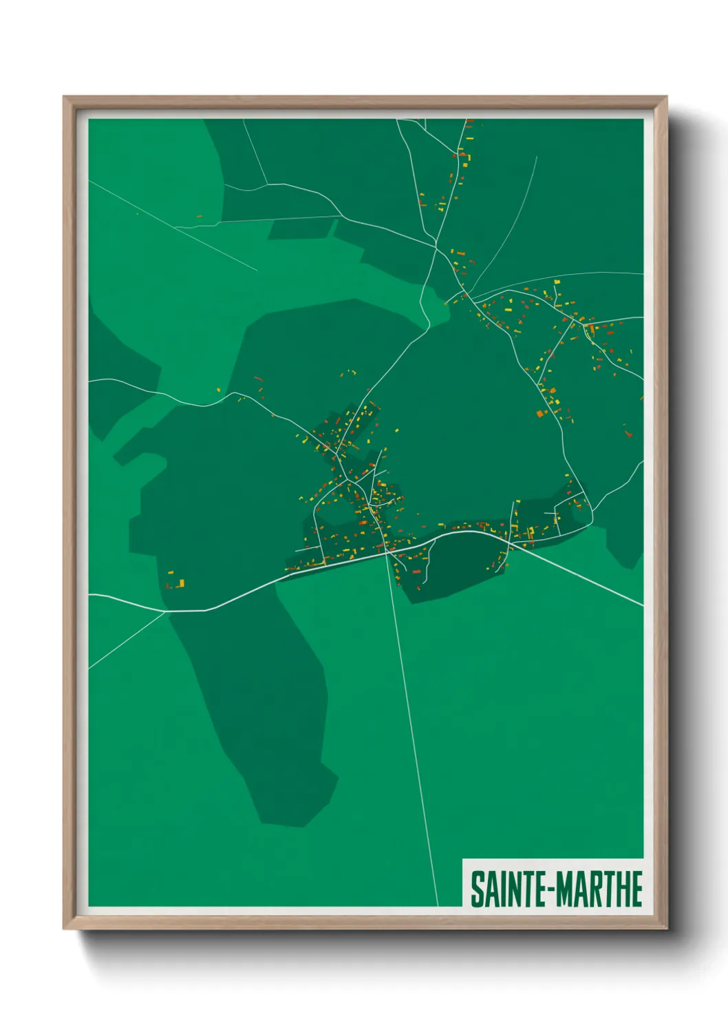 Une affiche de carte sur Sainte-Marthe