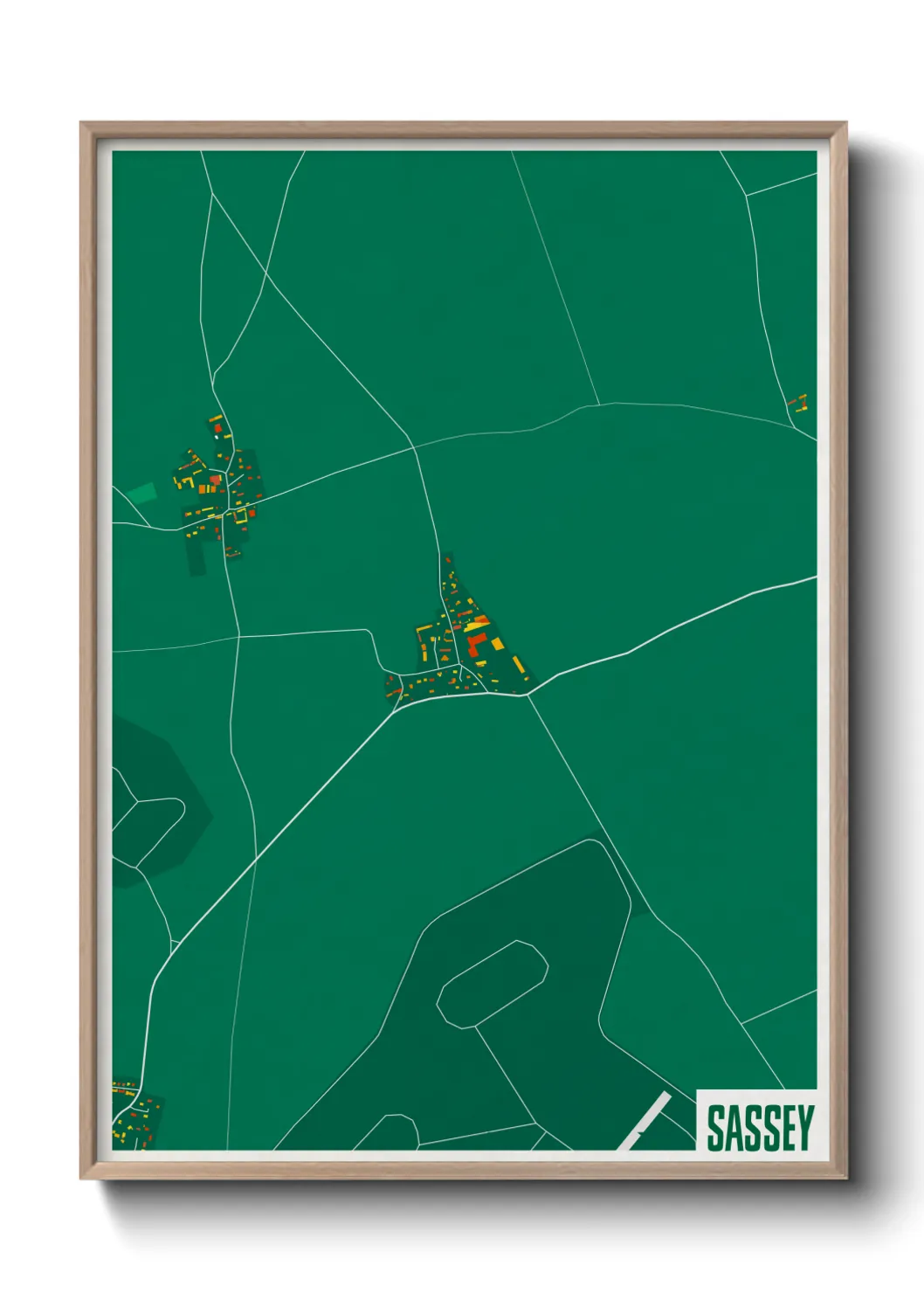 Une affiche de carte sur Sassey