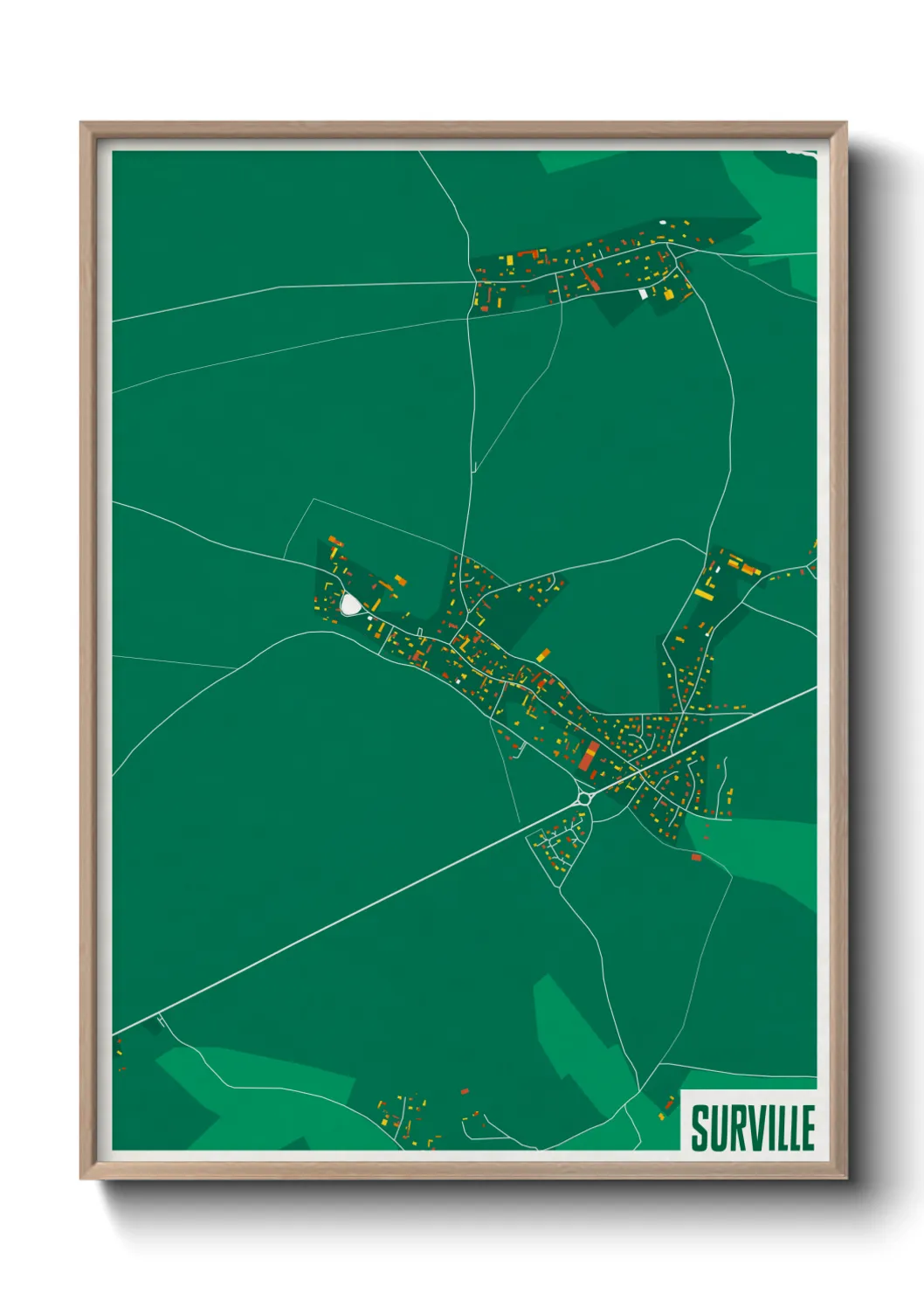 Une affiche de carte sur Surville