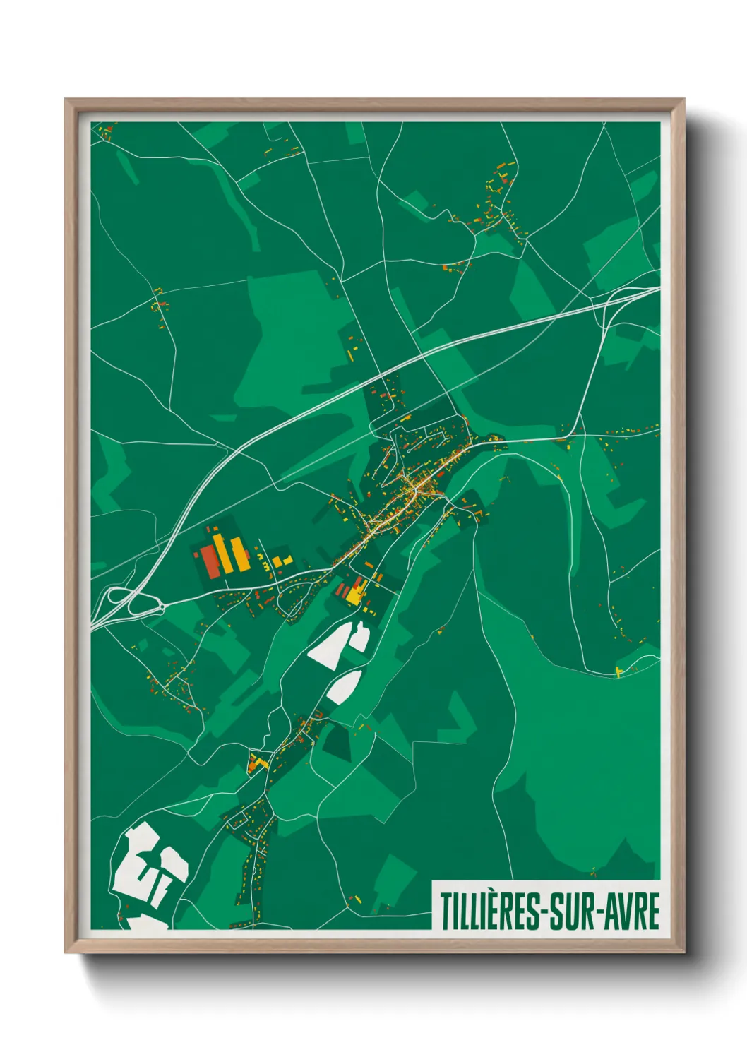 Une affiche de carte sur Tillières-sur-Avre