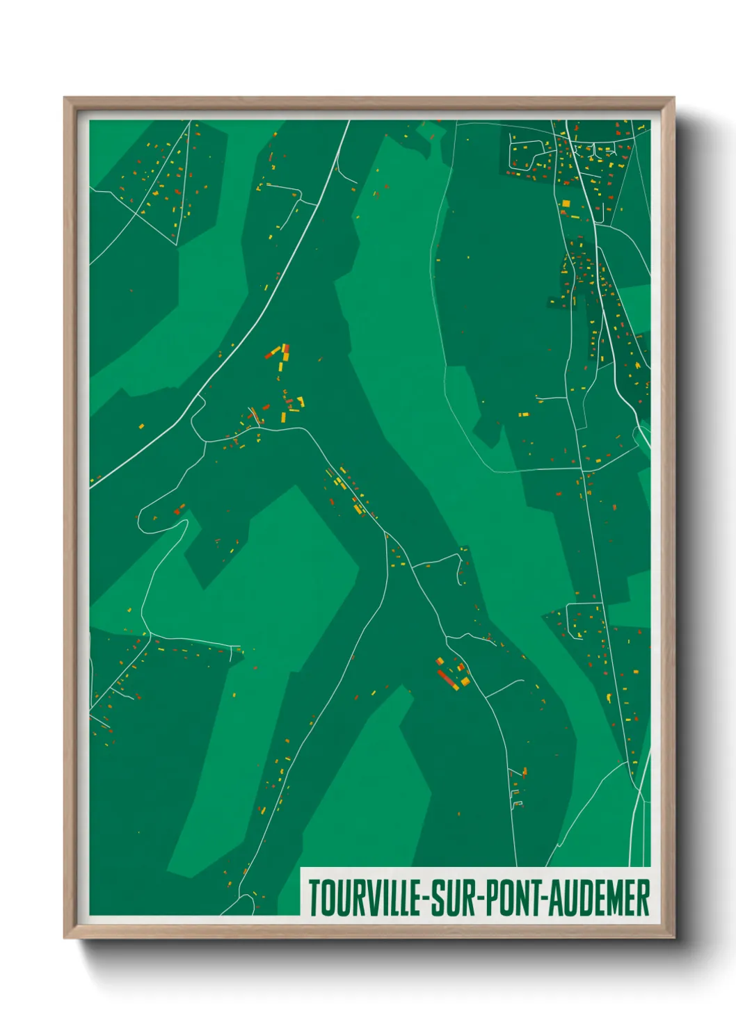 Une affiche de carte sur Tourville-sur-Pont-Audemer