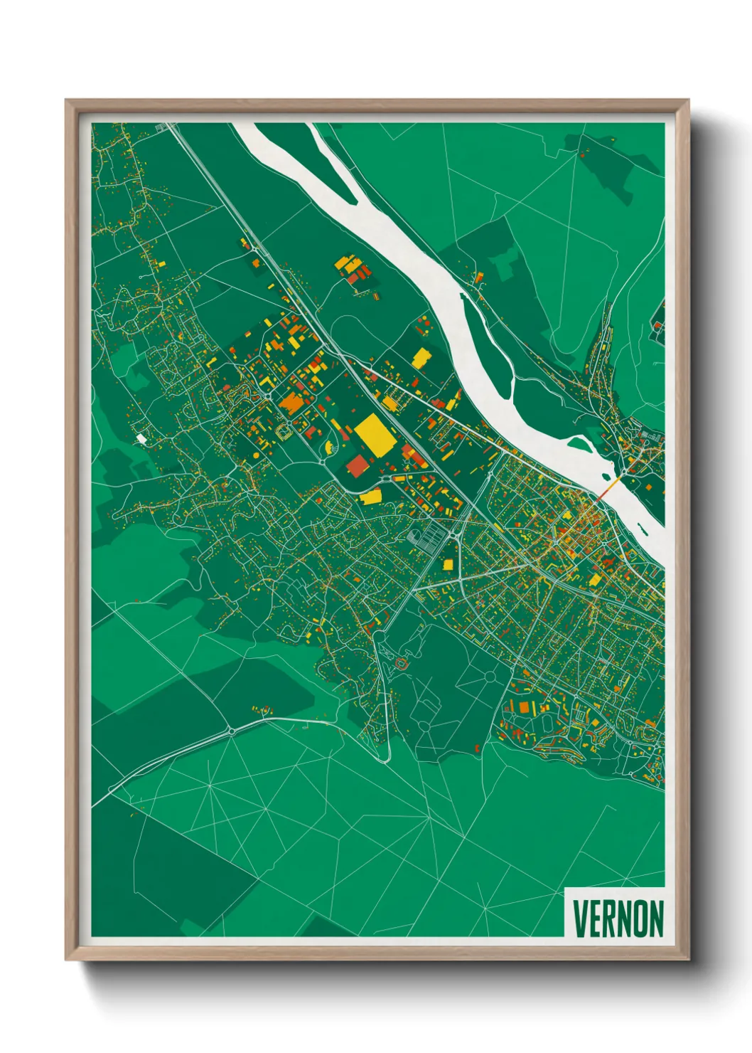 Une affiche de carte sur Vernon