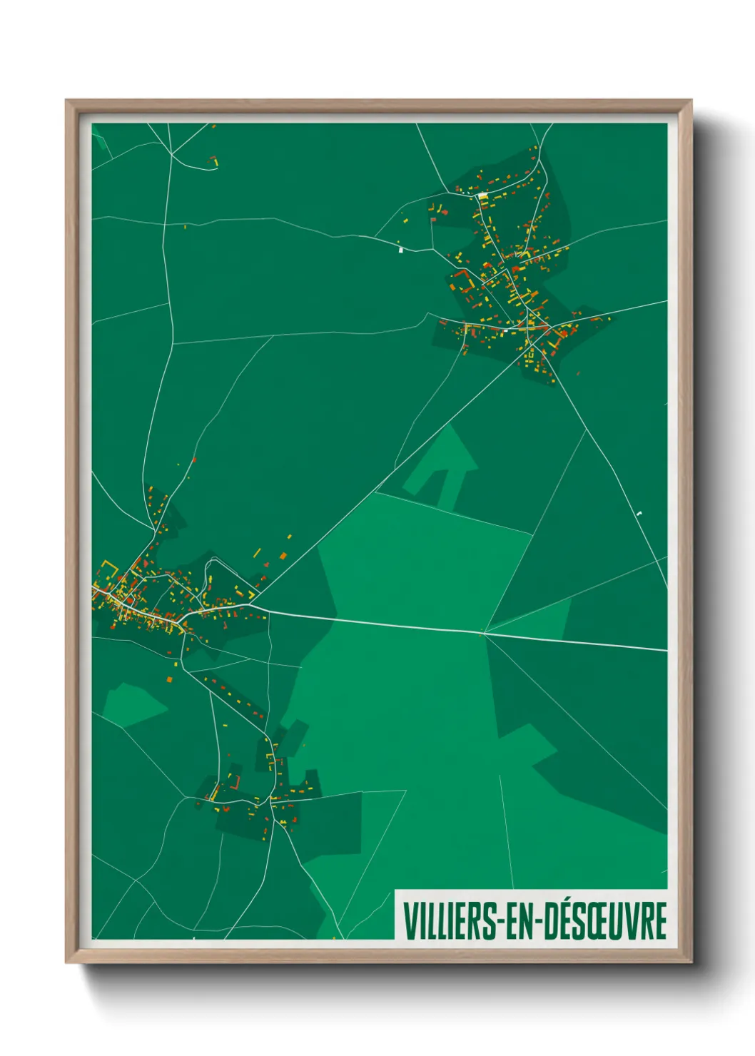 Une affiche de carte sur Villiers-en-Désœuvre