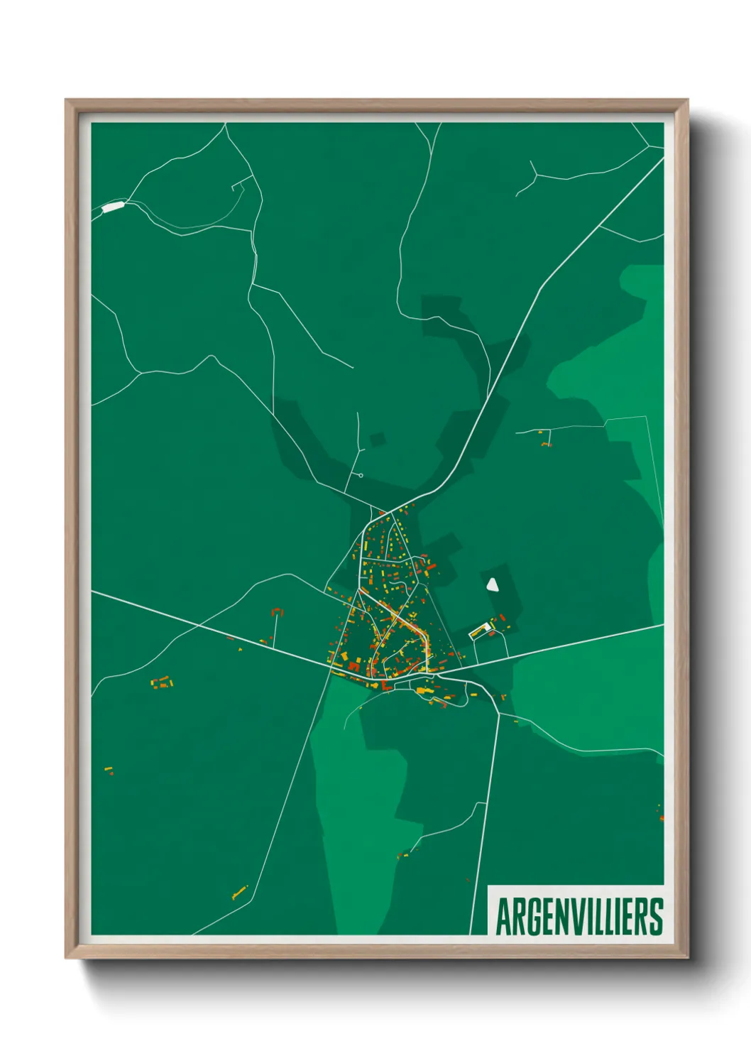 Une affiche de carte sur Argenvilliers