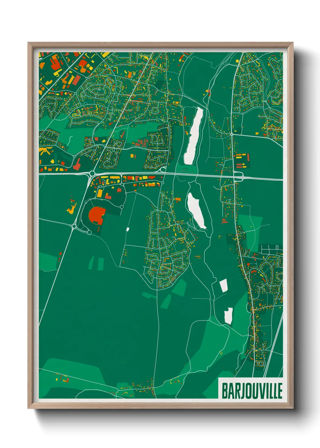 Une affiche de carte sur Barjouville