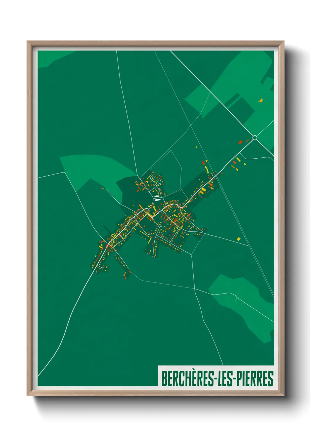 Une affiche de carte sur Berchères-les-Pierres