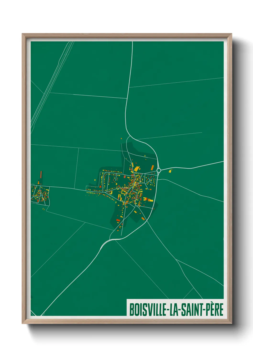 Une affiche de carte sur Boisville-la-Saint-Père