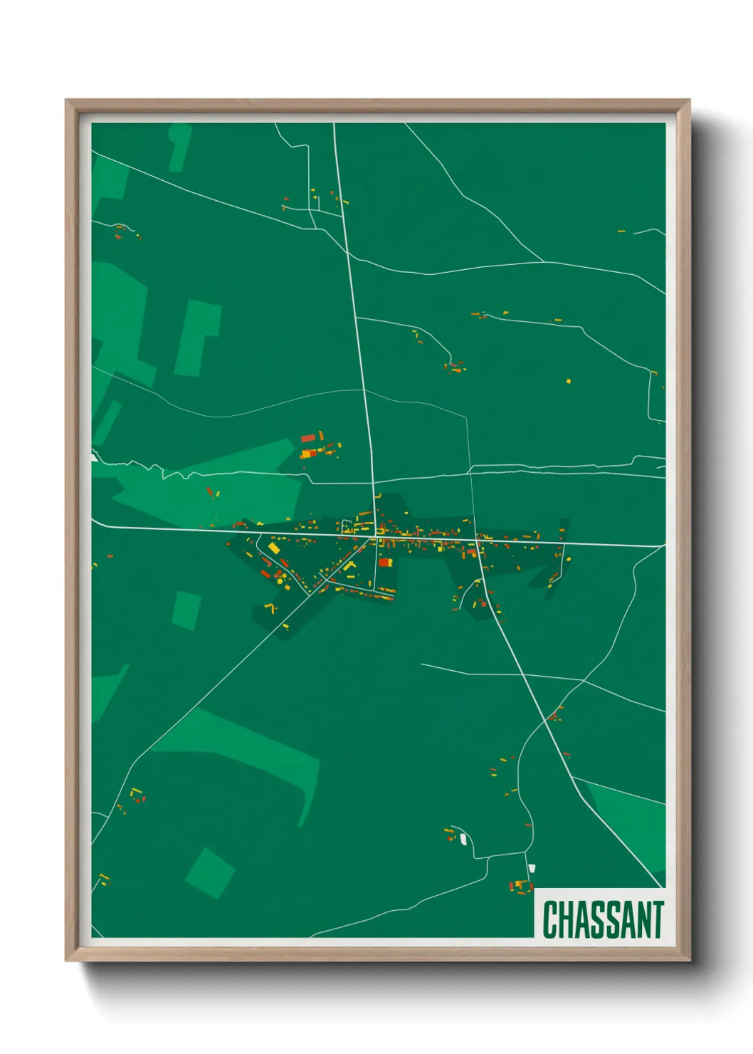 Une affiche de carte sur Chassant