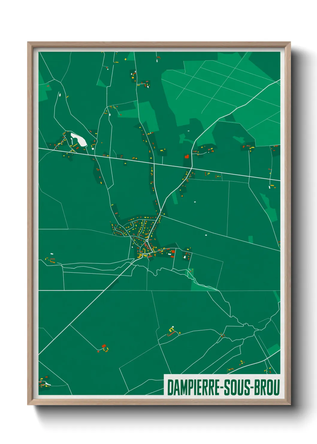 Une affiche de carte sur Dampierre-sous-Brou