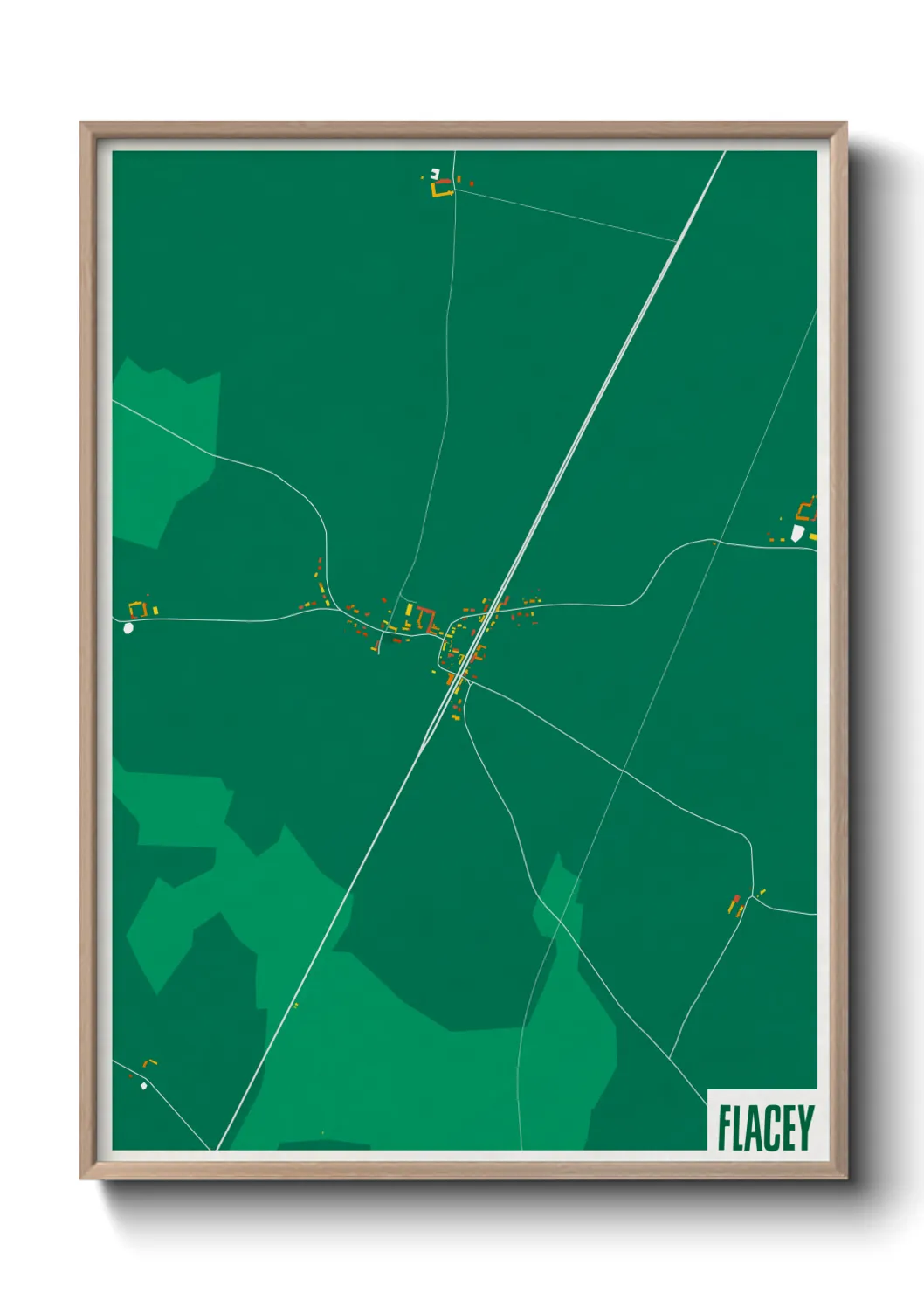 Une affiche de carte sur Flacey