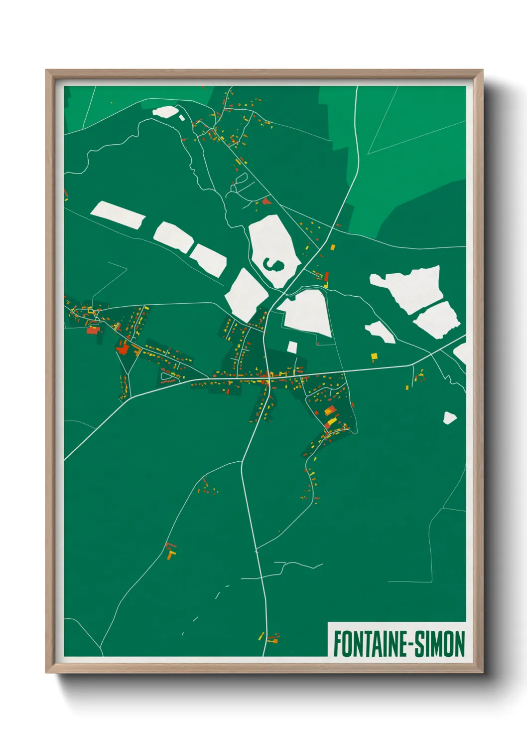 Une affiche de carte sur Fontaine-Simon