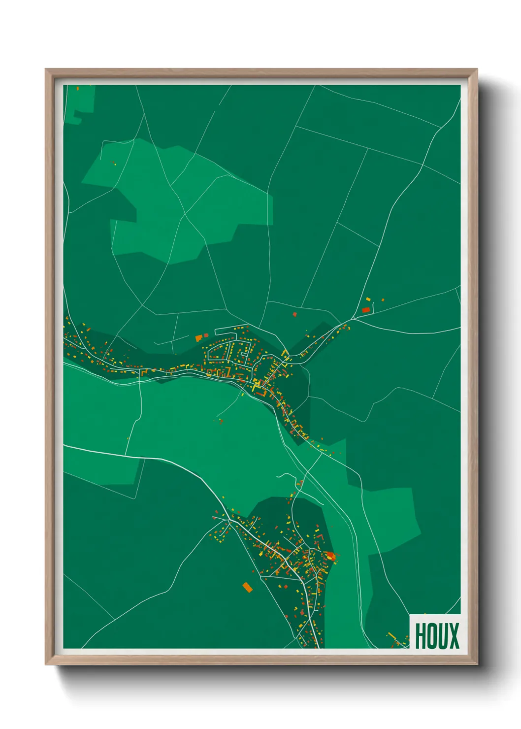 Une affiche de carte sur Houx