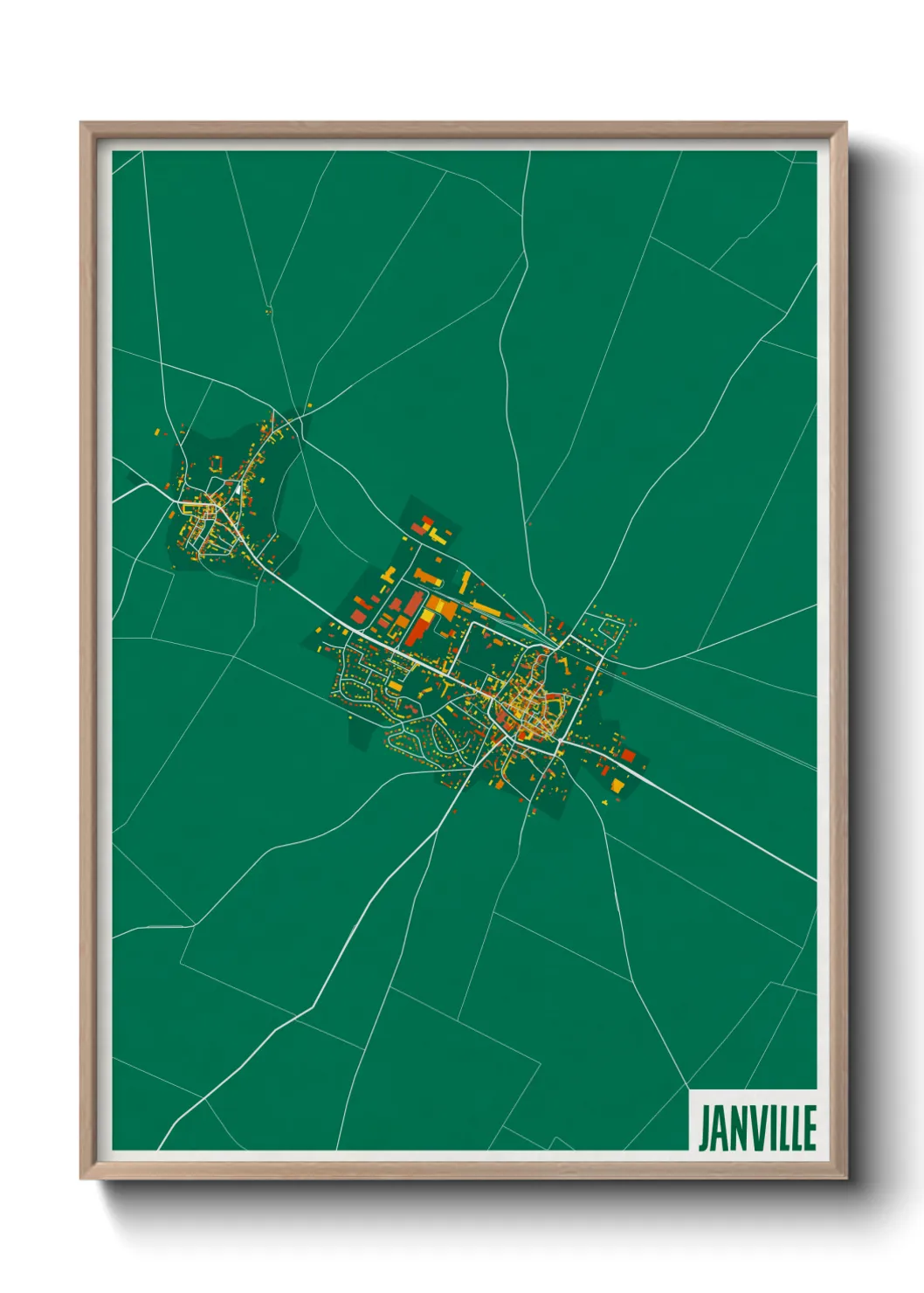 Une affiche de carte sur Janville